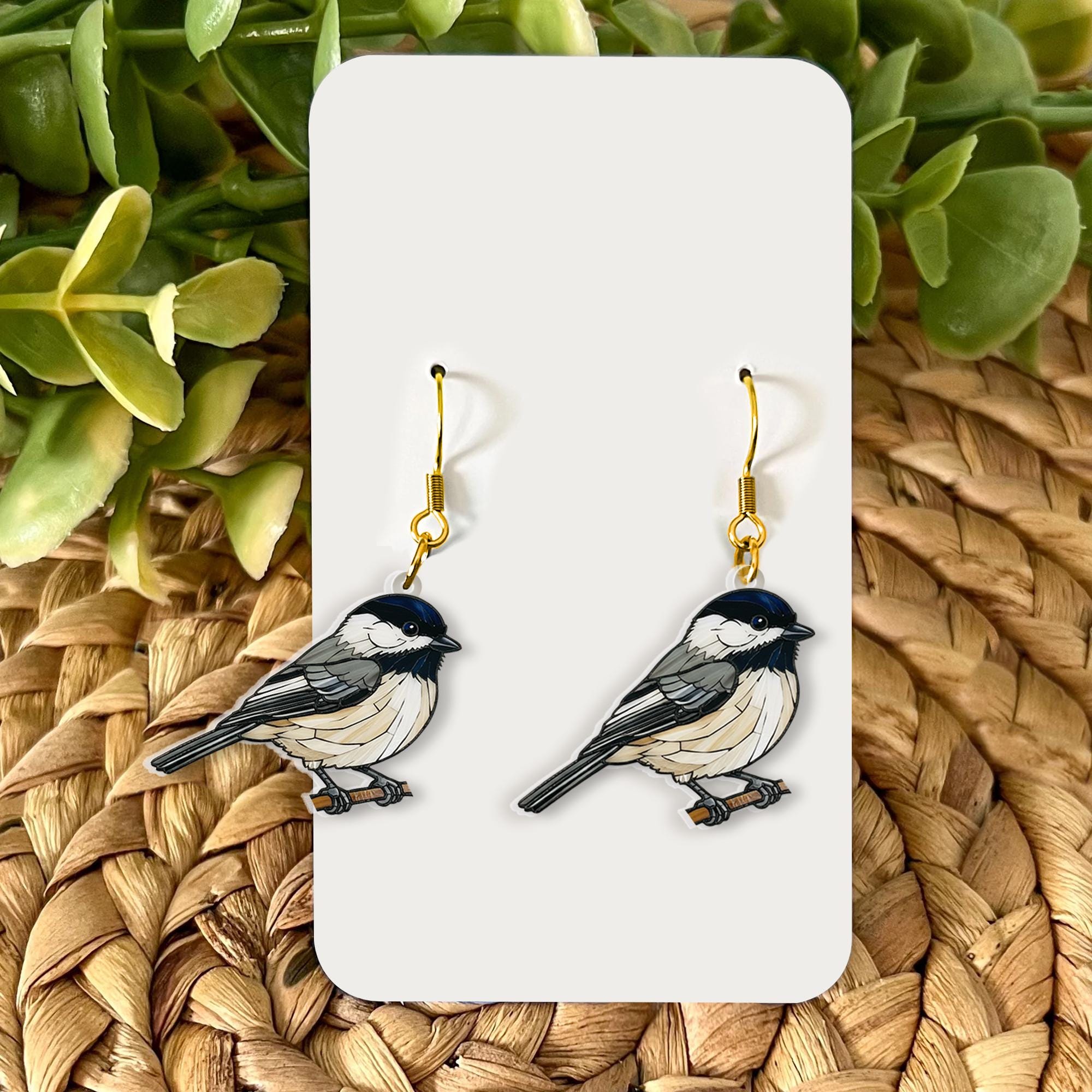 Chickadee Bird Earrings – Nature Inspired Woodland Dangle Jewelry Gift