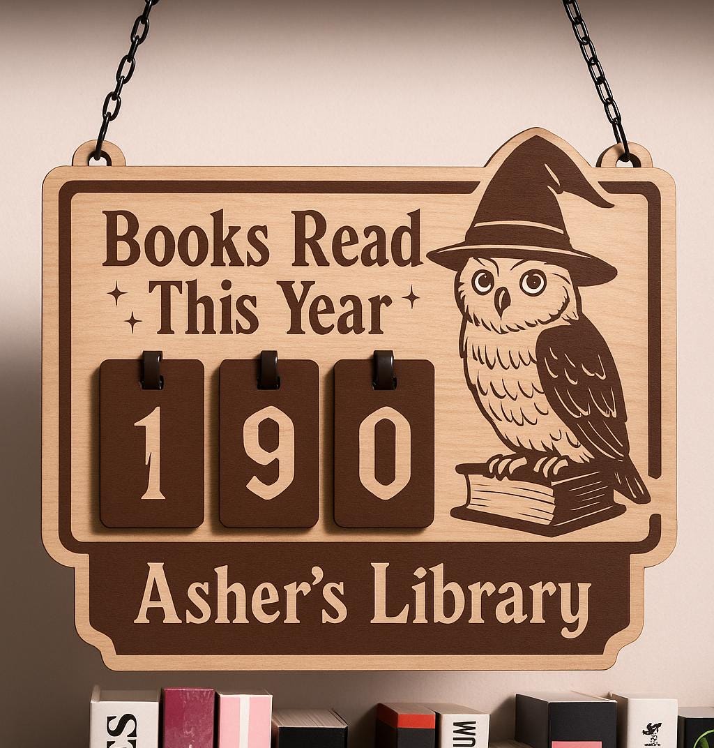 Custom Wooden Book Tracker Library Reading Sign