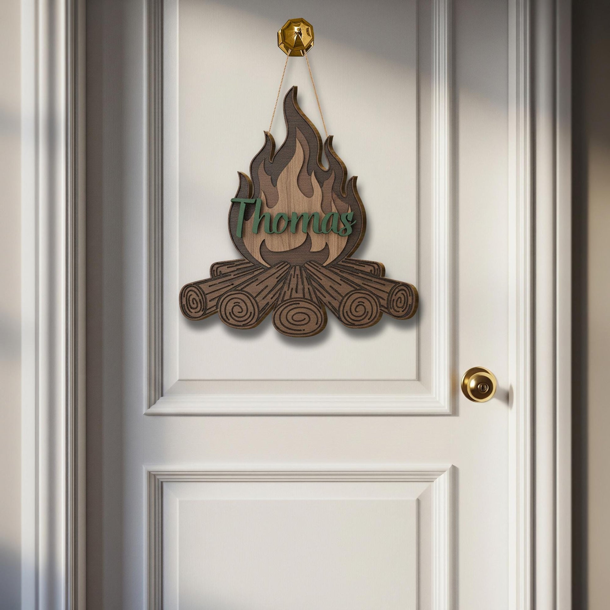 Personalized Campfire 2-Layer Wood Sign: Woodland Nursery Name Decor
