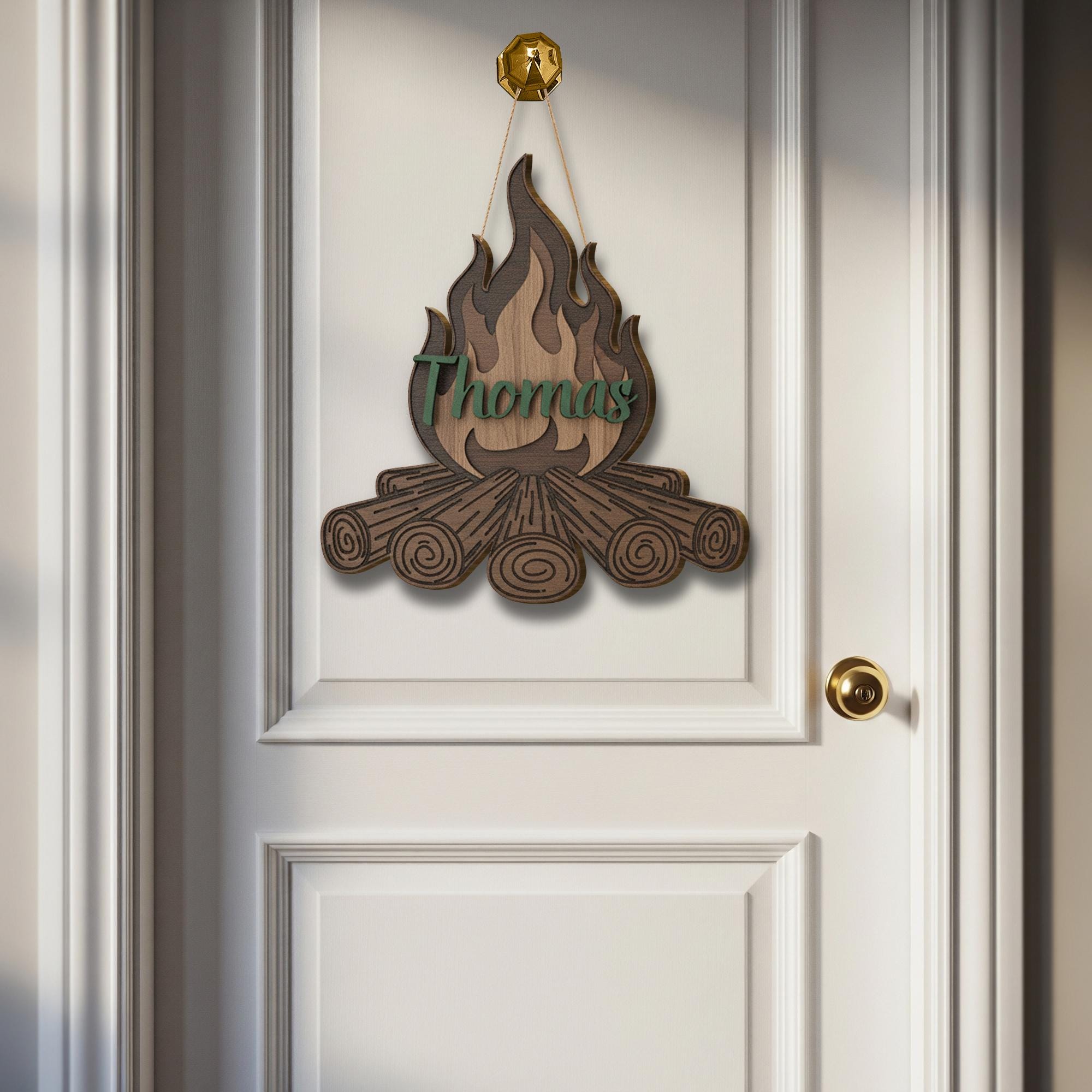 Personalized Campfire 2-Layer Wood Sign: Woodland Nursery Name Decor