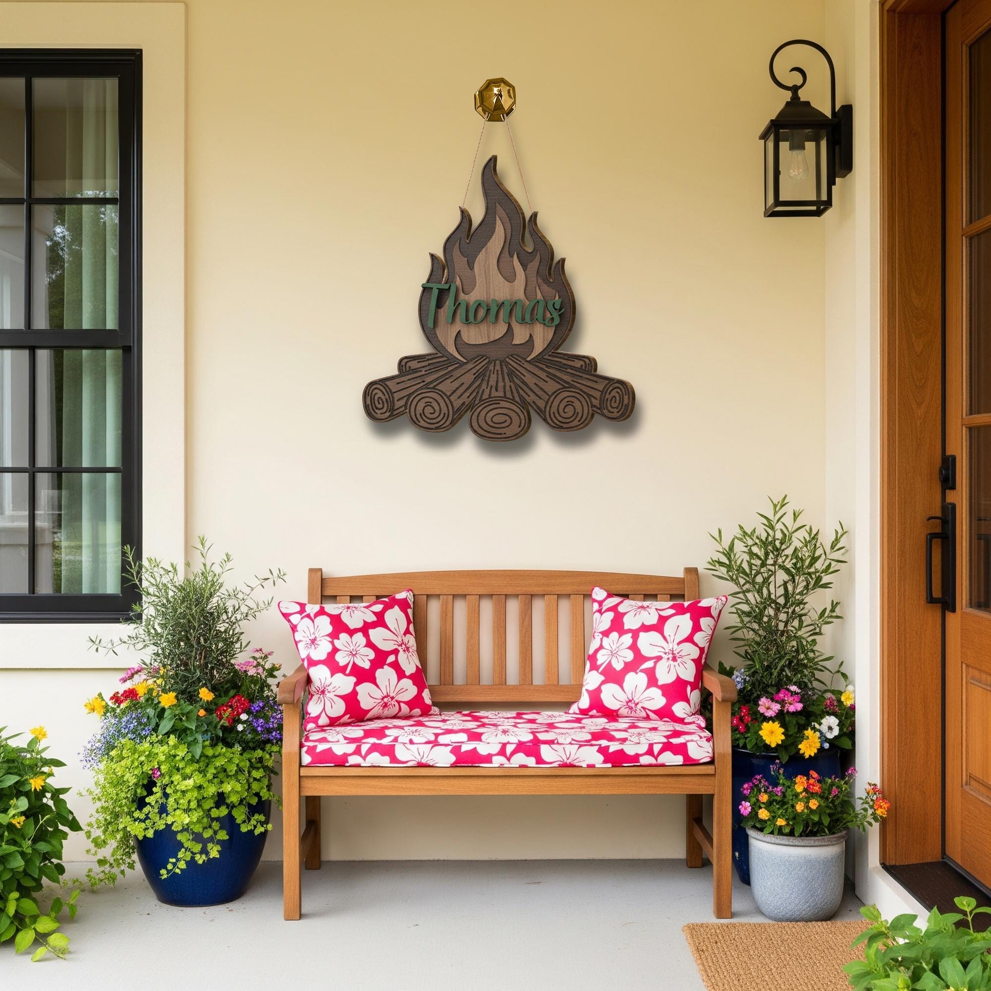 Personalized Campfire 2-Layer Wood Sign: Woodland Nursery Name Decor