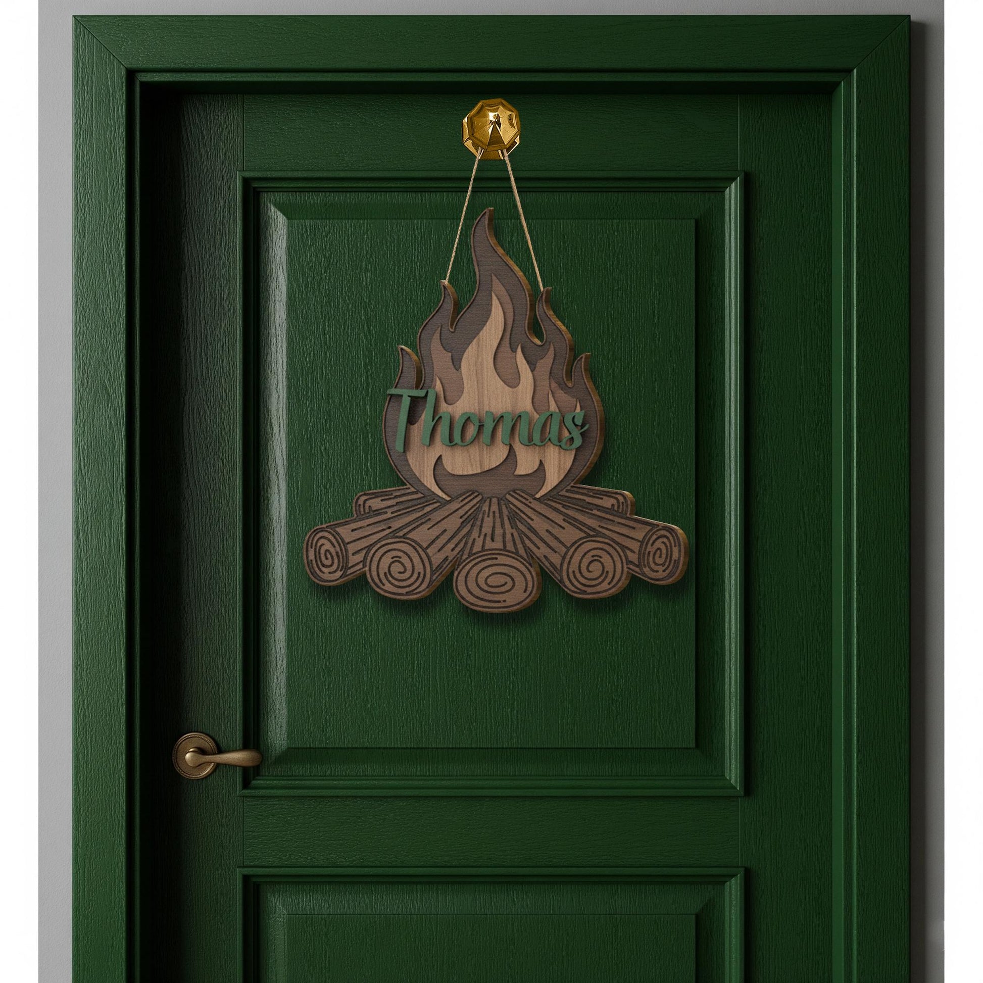 Personalized Campfire 2-Layer Wood Sign: Woodland Nursery Name Decor