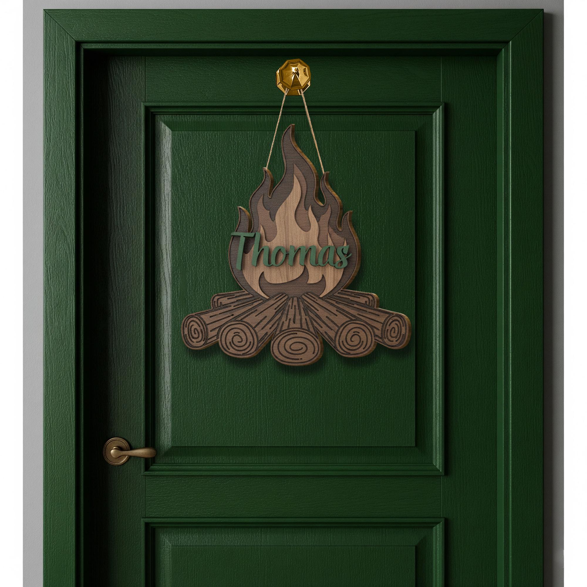 Personalized Campfire 2-Layer Wood Sign: Woodland Nursery Name Decor