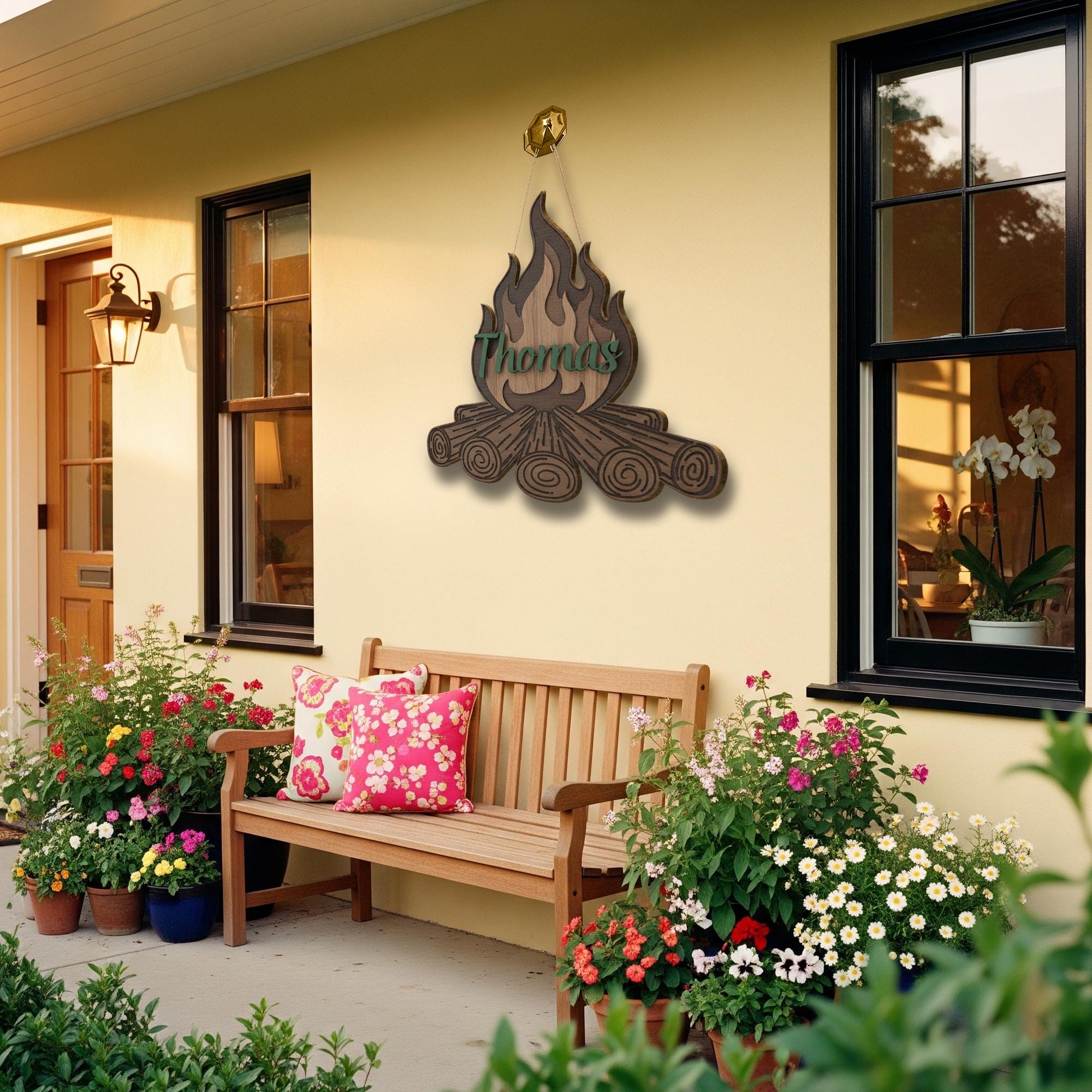 Personalized Campfire 2-Layer Wood Sign: Woodland Nursery Name Decor