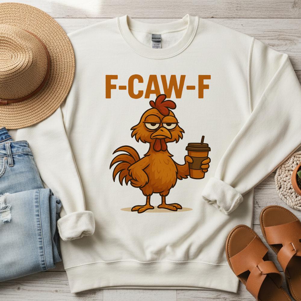 Chicken Coffee Sweatshirt – Unisex Pullover with Rooster Graphic and Funny Text Design