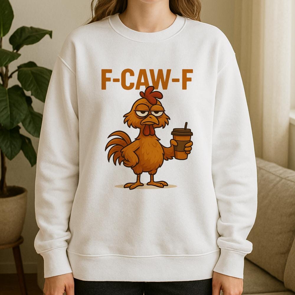 Chicken Coffee Sweatshirt – Unisex Pullover with Rooster Graphic and Funny Text Design