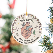Cardiology Nurse Ceramic Ornament – Anatomical Heart, ECG Line, Custom Name