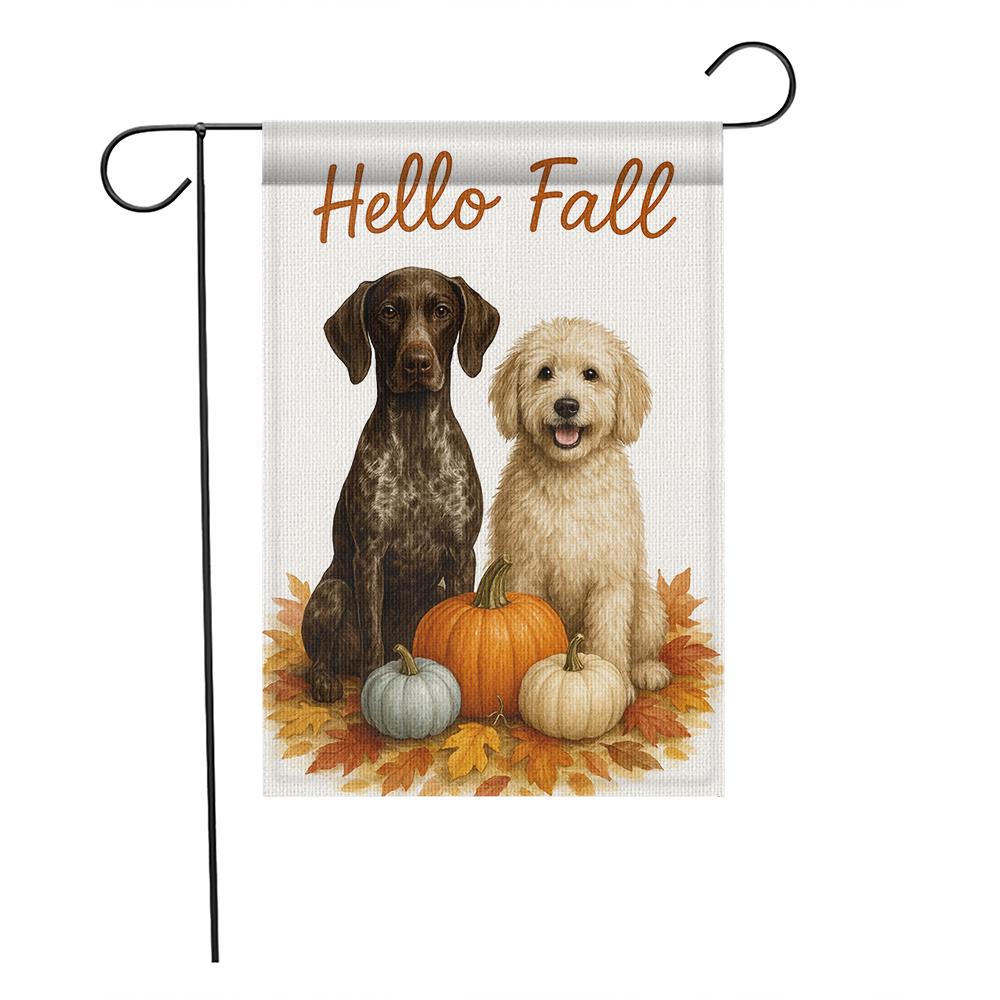 Fall Dog Garden Flag – Outdoor Yard Decoration with Pumpkins and Autumn Leaves