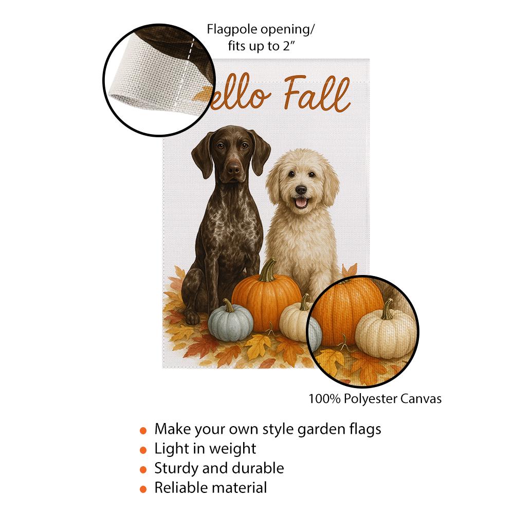Fall Dog Garden Flag – Outdoor Yard Decoration with Pumpkins and Autumn Leaves