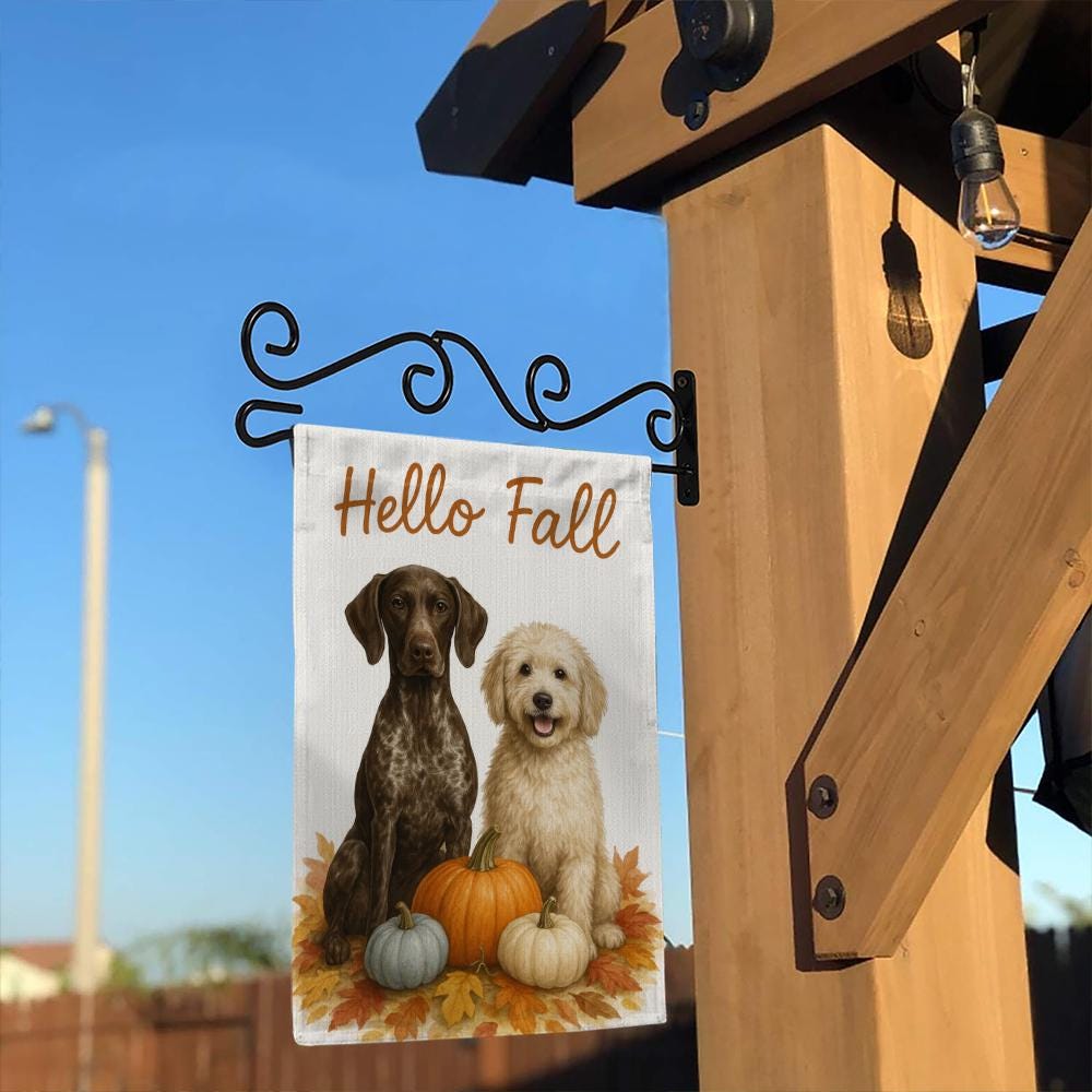 Fall Dog Garden Flag – Outdoor Yard Decoration with Pumpkins and Autumn Leaves
