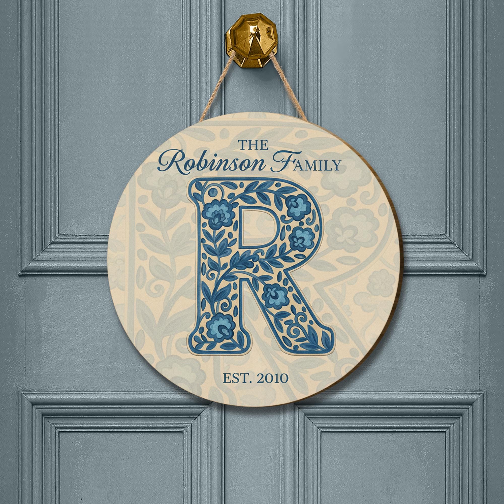 Personalized Family Wooden Sign – Custom Monogram Name Plaque