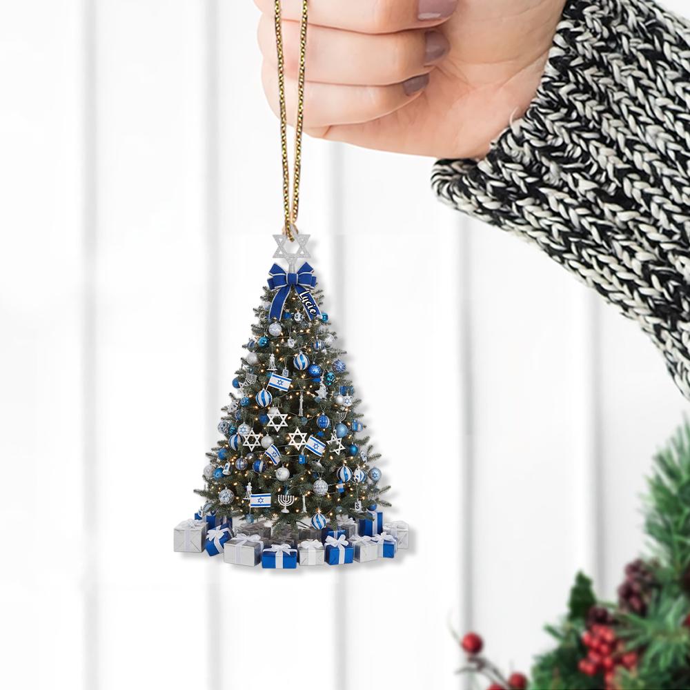 Star of David Hanukkah Ornament: Blue Silver Jewish Holiday Decor