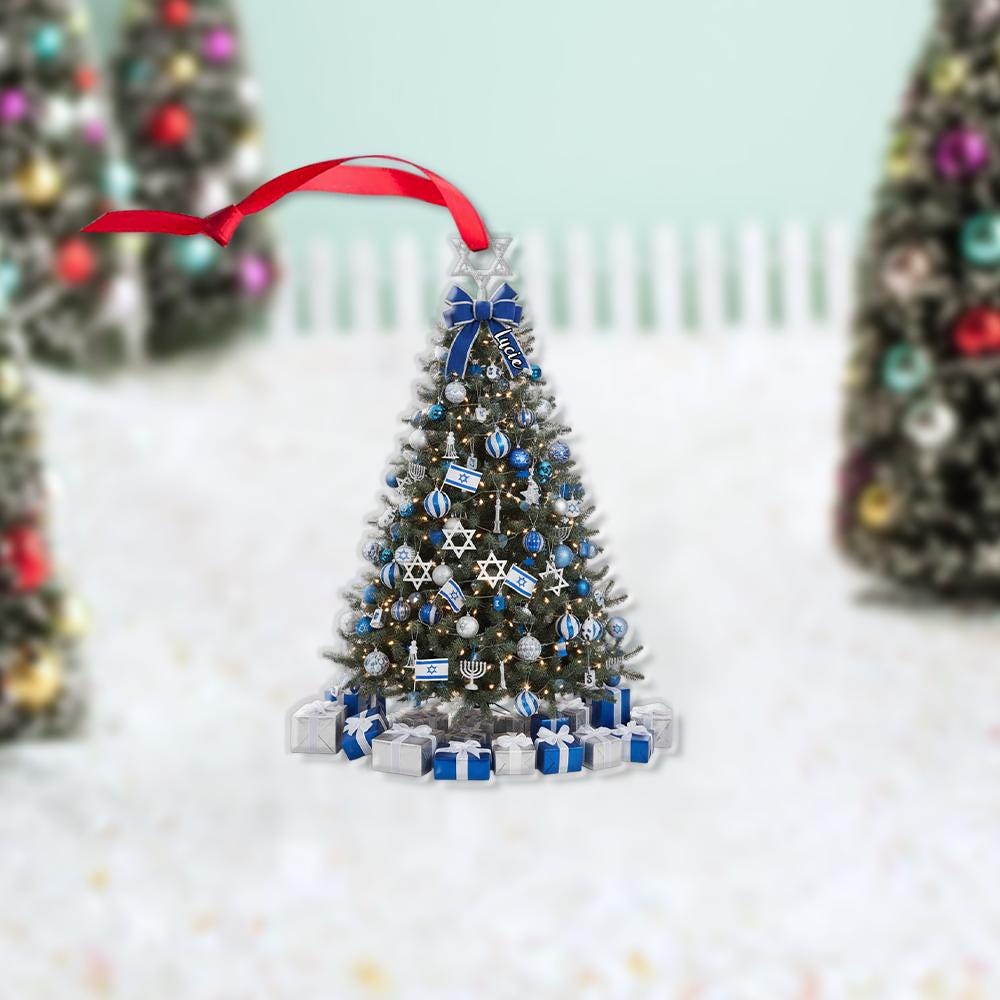 Star of David Hanukkah Ornament: Blue Silver Jewish Holiday Decor