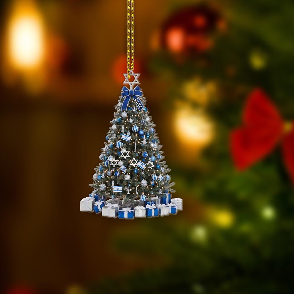 Star of David Hanukkah Ornament: Blue Silver Jewish Holiday Decor