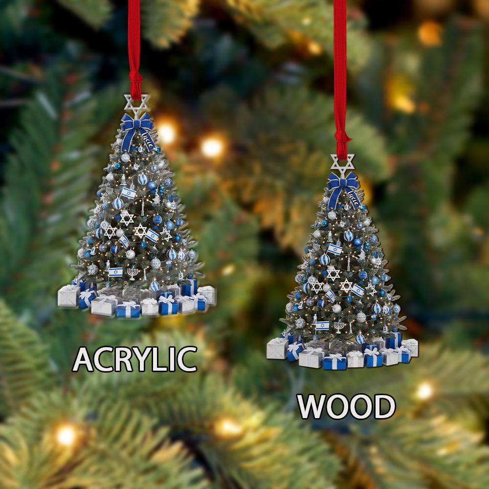 Star of David Hanukkah Ornament: Blue Silver Jewish Holiday Decor