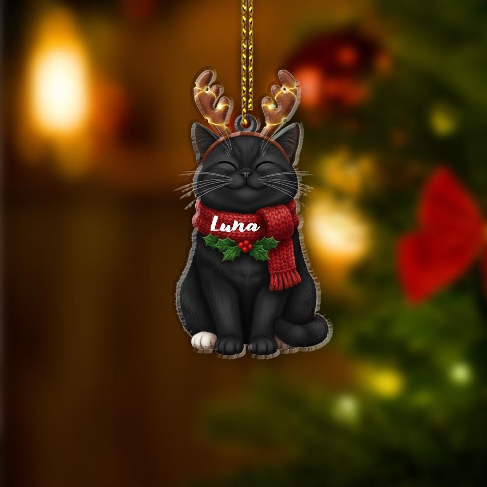Personalized Cat Christmas Ornament: Custom Pet Holiday Decoration