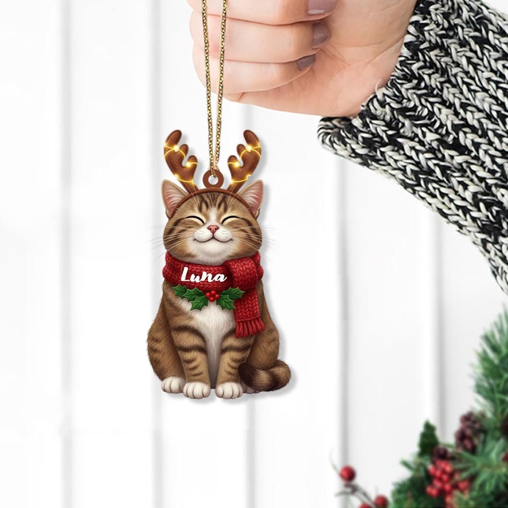 Personalized Cat Christmas Ornament: Custom Pet Holiday Decoration