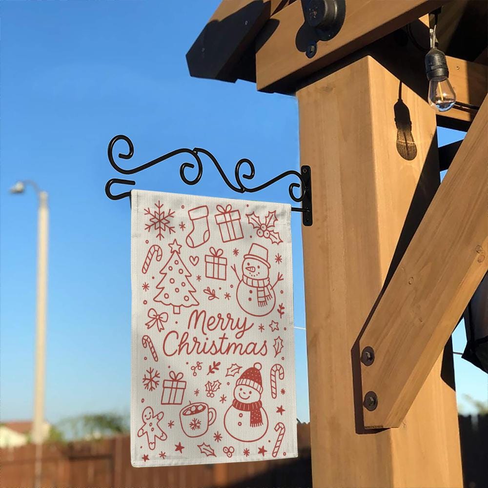 Christmas Garden Flag – Holiday Outdoor Decoration with Snowman Tree and Gift Design