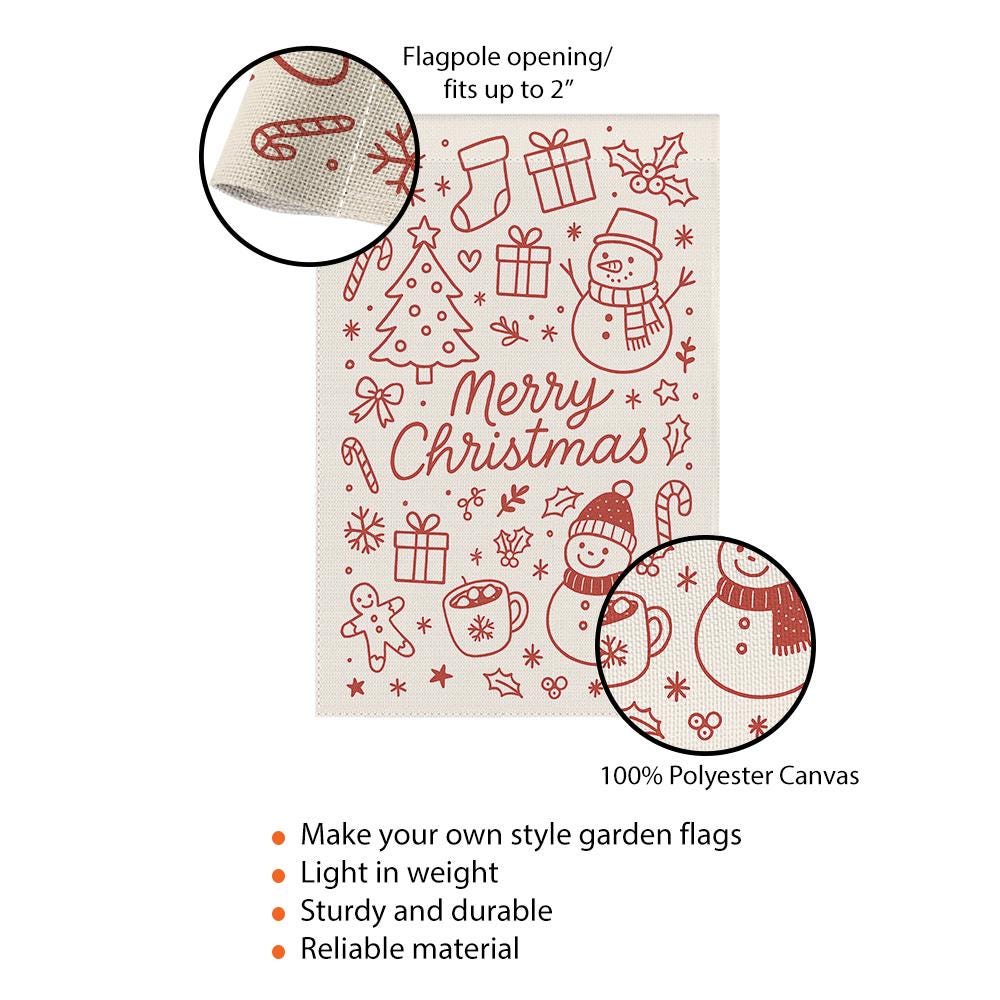 Christmas Garden Flag – Holiday Outdoor Decoration with Snowman Tree and Gift Design