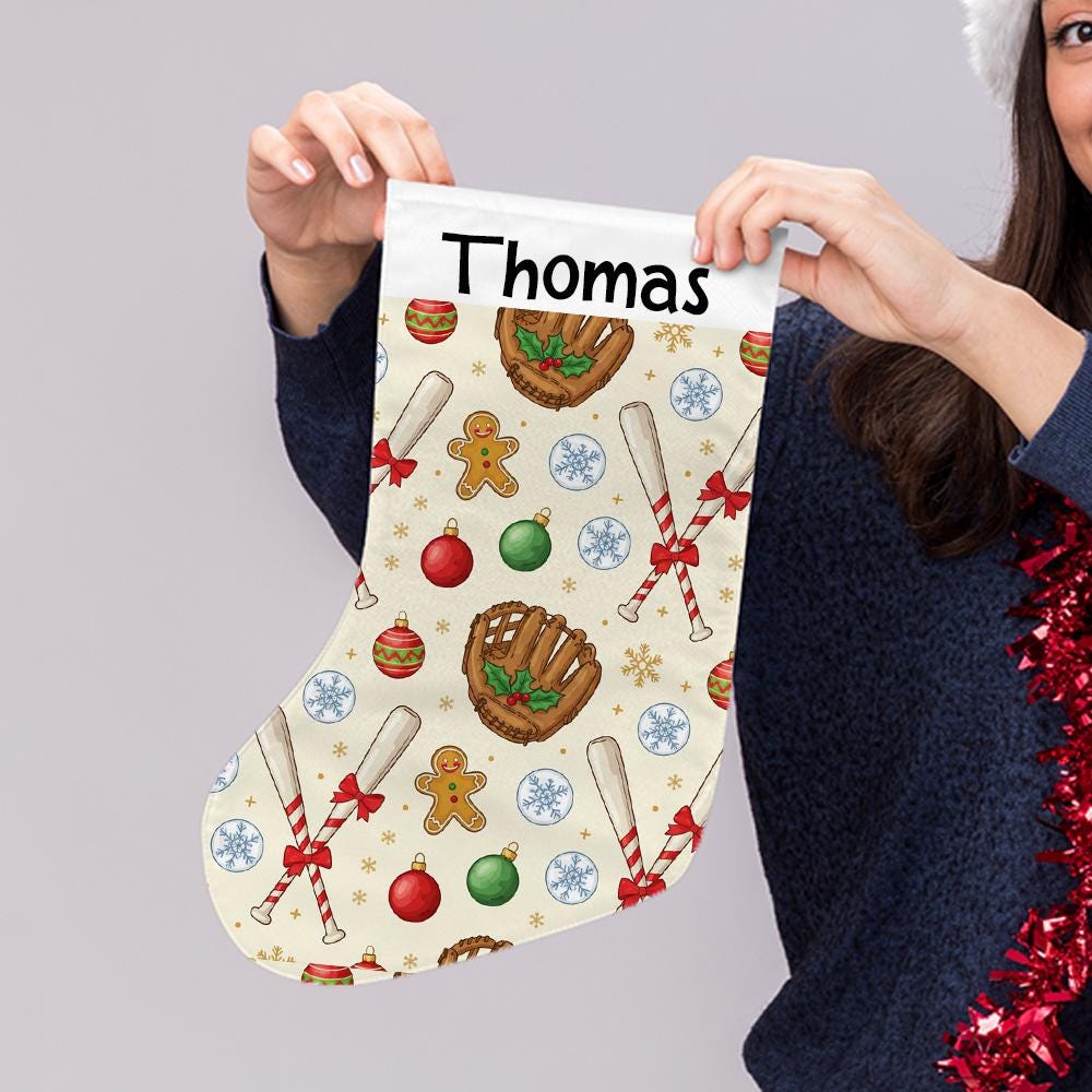 Personalized Baseball Christmas Stocking: Custom Holiday Print