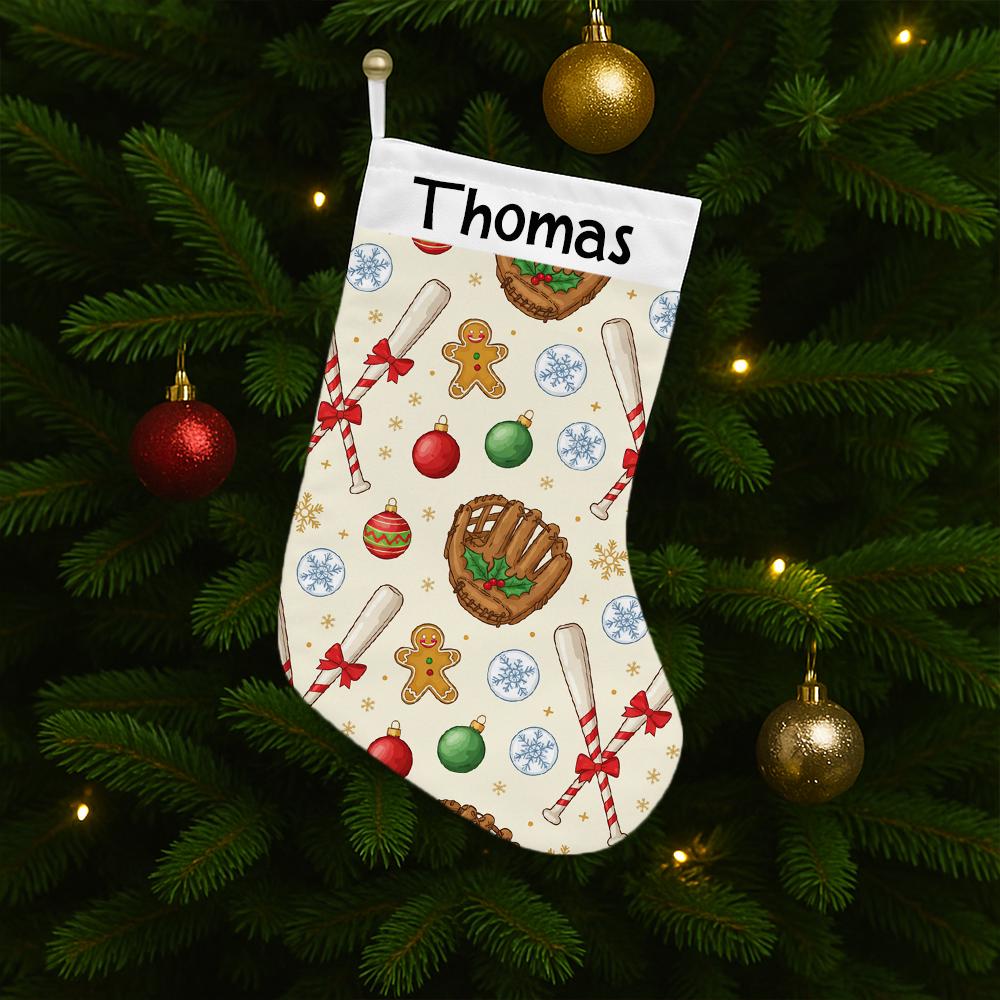 Personalized Baseball Christmas Stocking: Custom Holiday Print