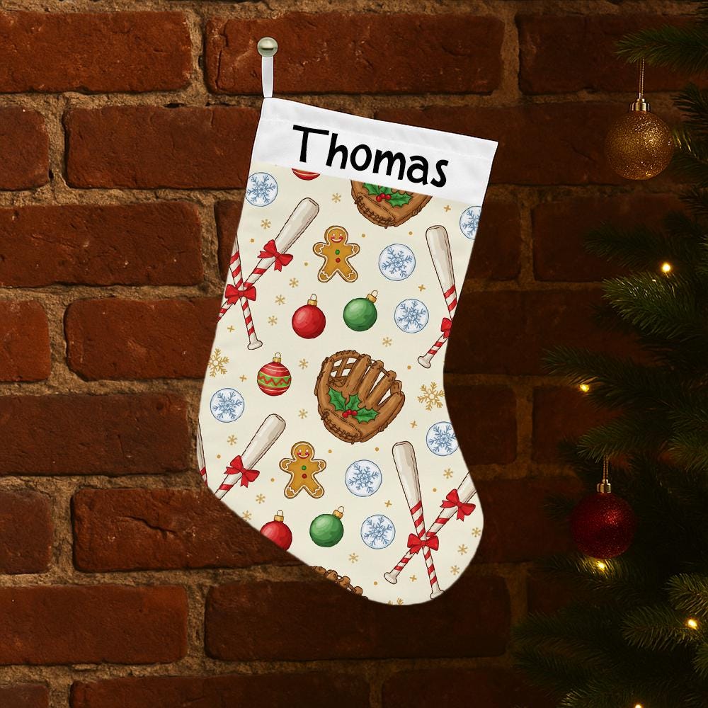 Personalized Baseball Christmas Stocking: Custom Holiday Print