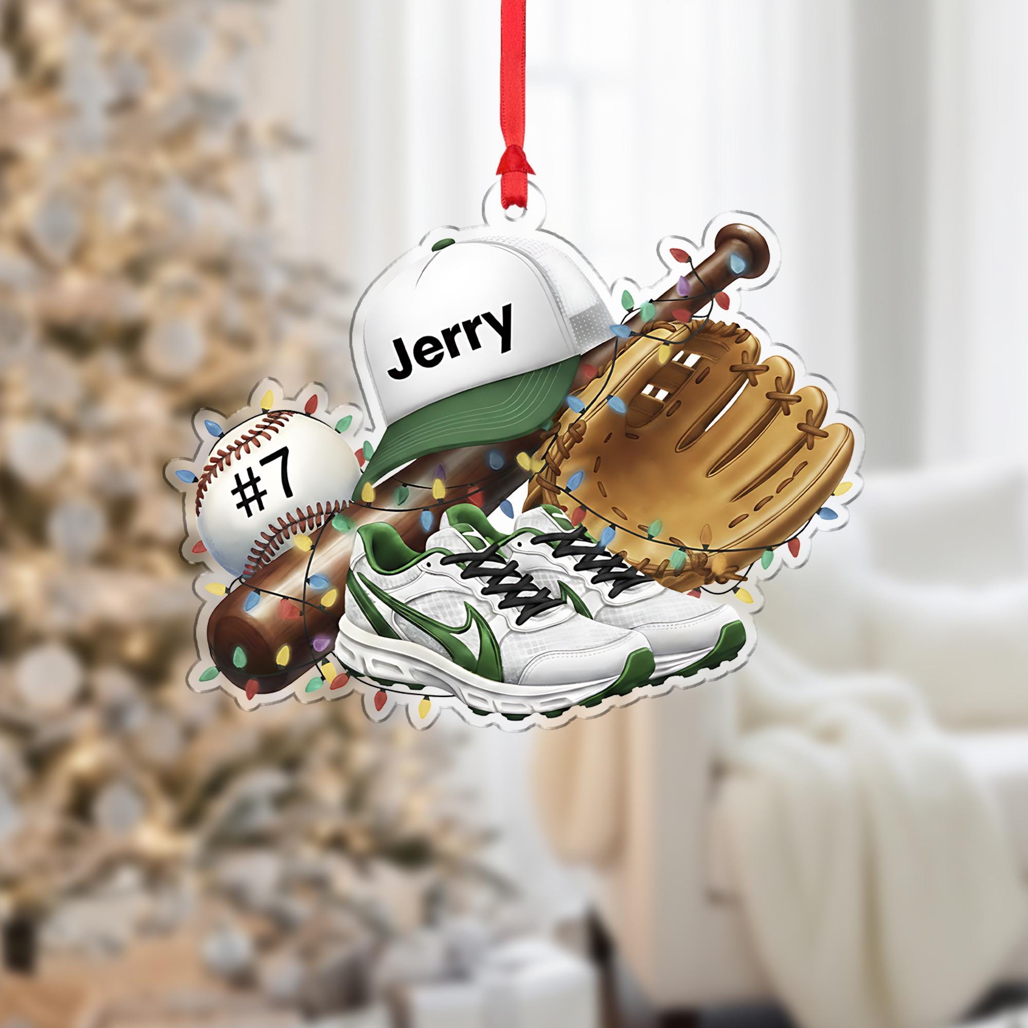 Personalized Baseball Ornament – Custom Sports Christmas Tree Decoration with Name and Number
