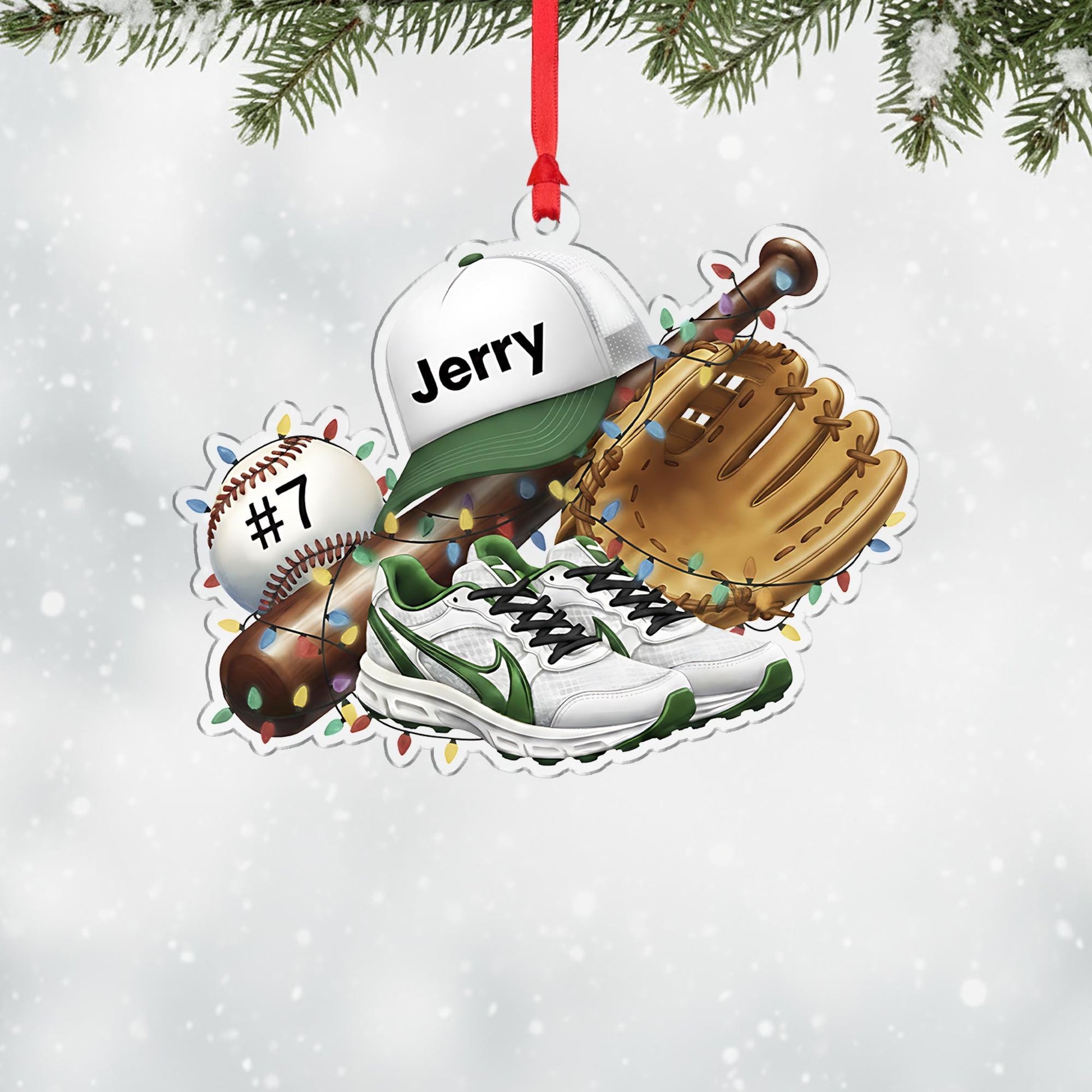 Personalized Baseball Ornament – Custom Sports Christmas Tree Decoration with Name and Number