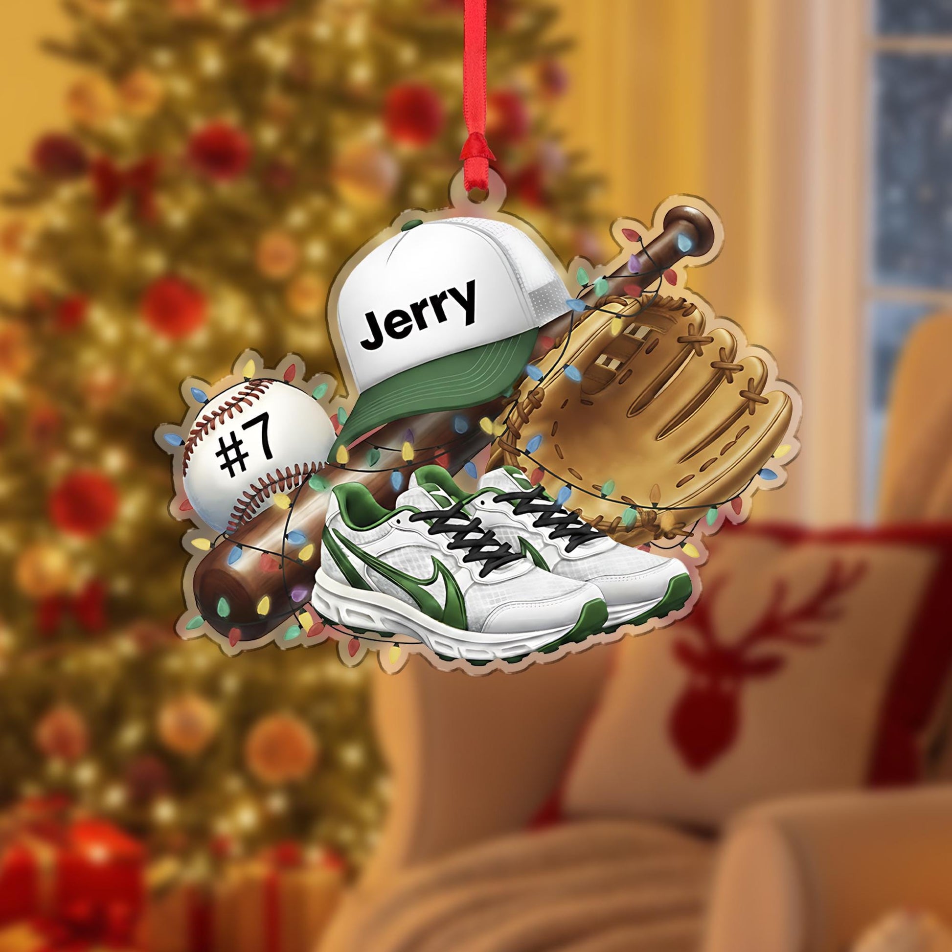 Personalized Baseball Ornament – Custom Sports Christmas Tree Decoration with Name and Number