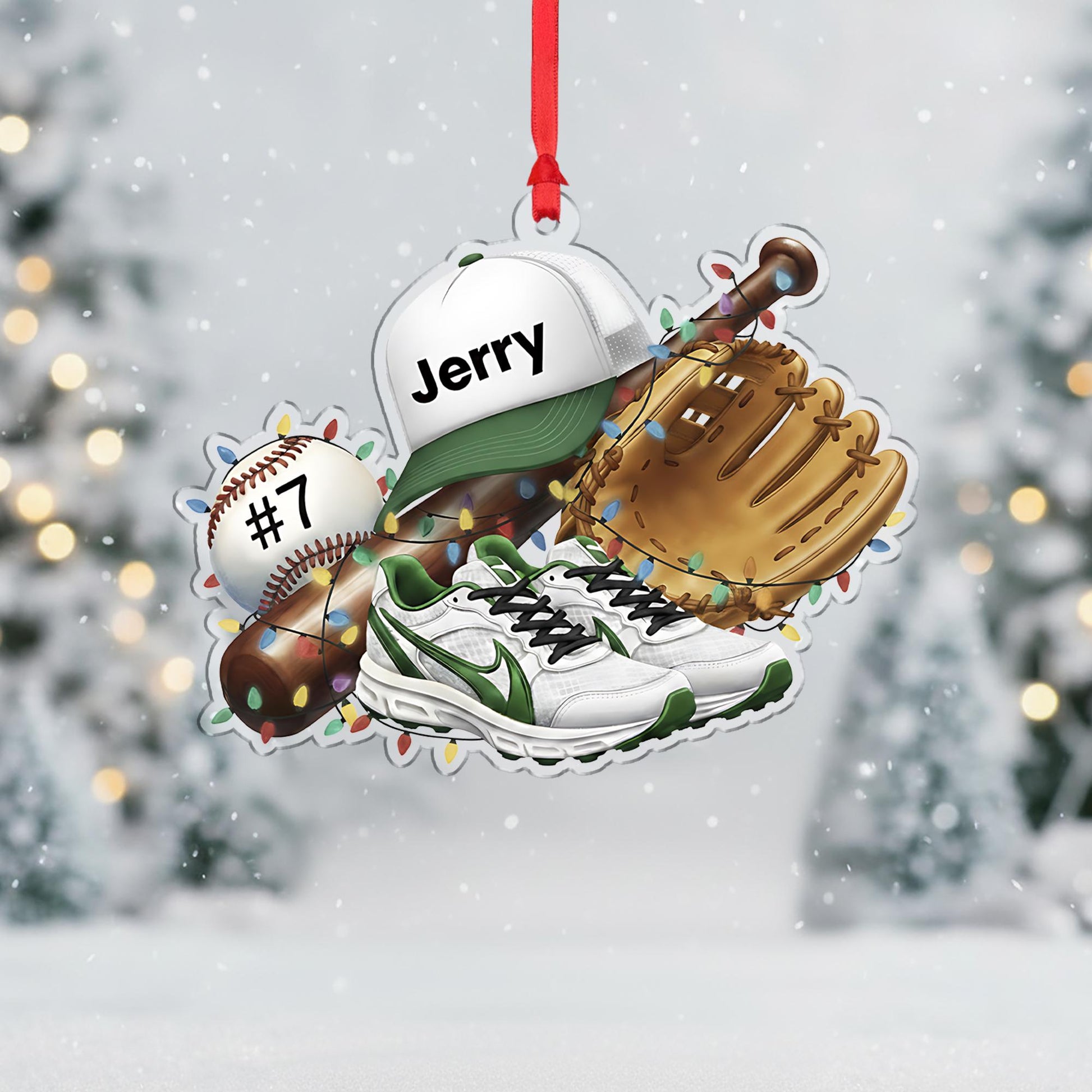 Personalized Baseball Ornament – Custom Sports Christmas Tree Decoration with Name and Number