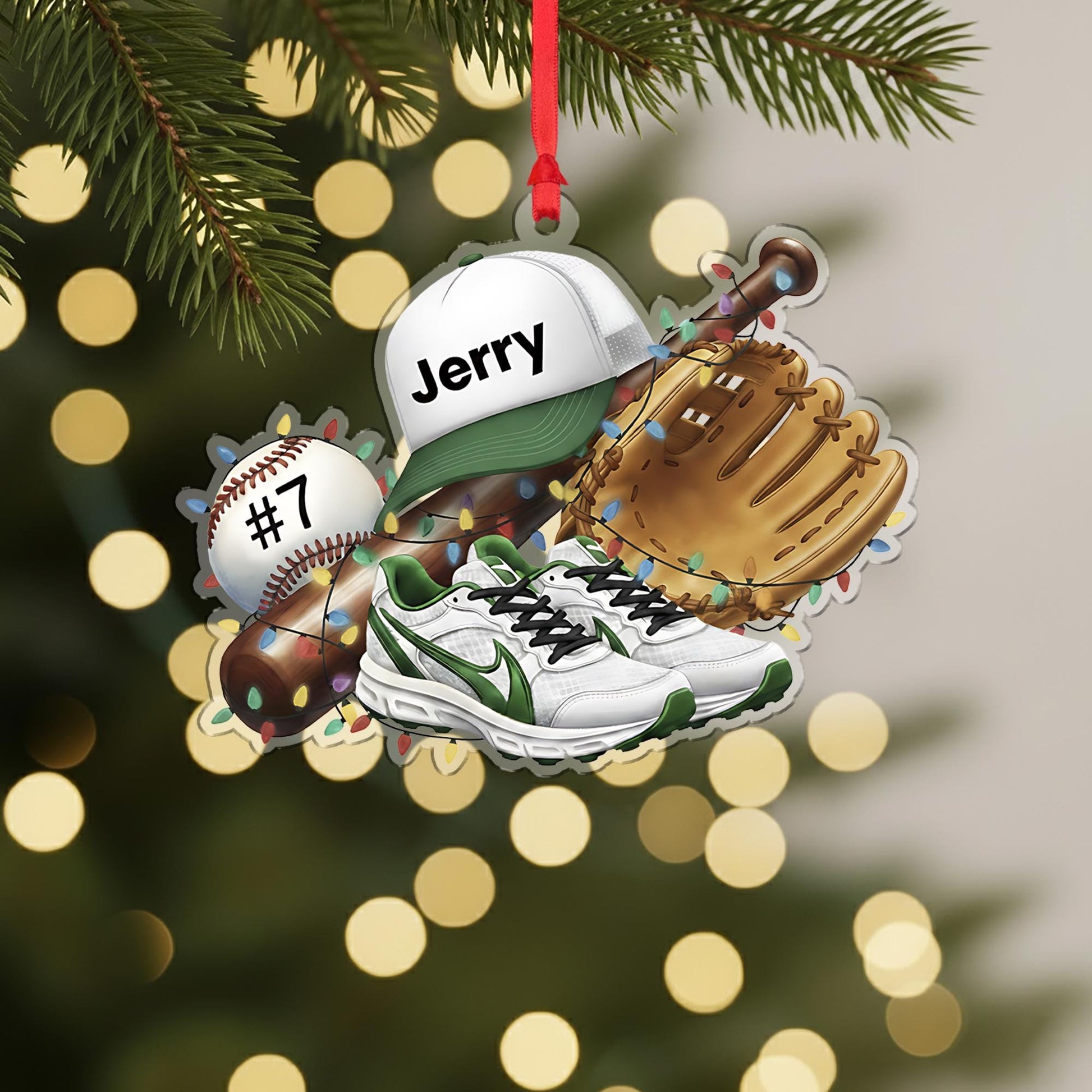 Personalized Baseball Ornament – Custom Sports Christmas Tree Decoration with Name and Number