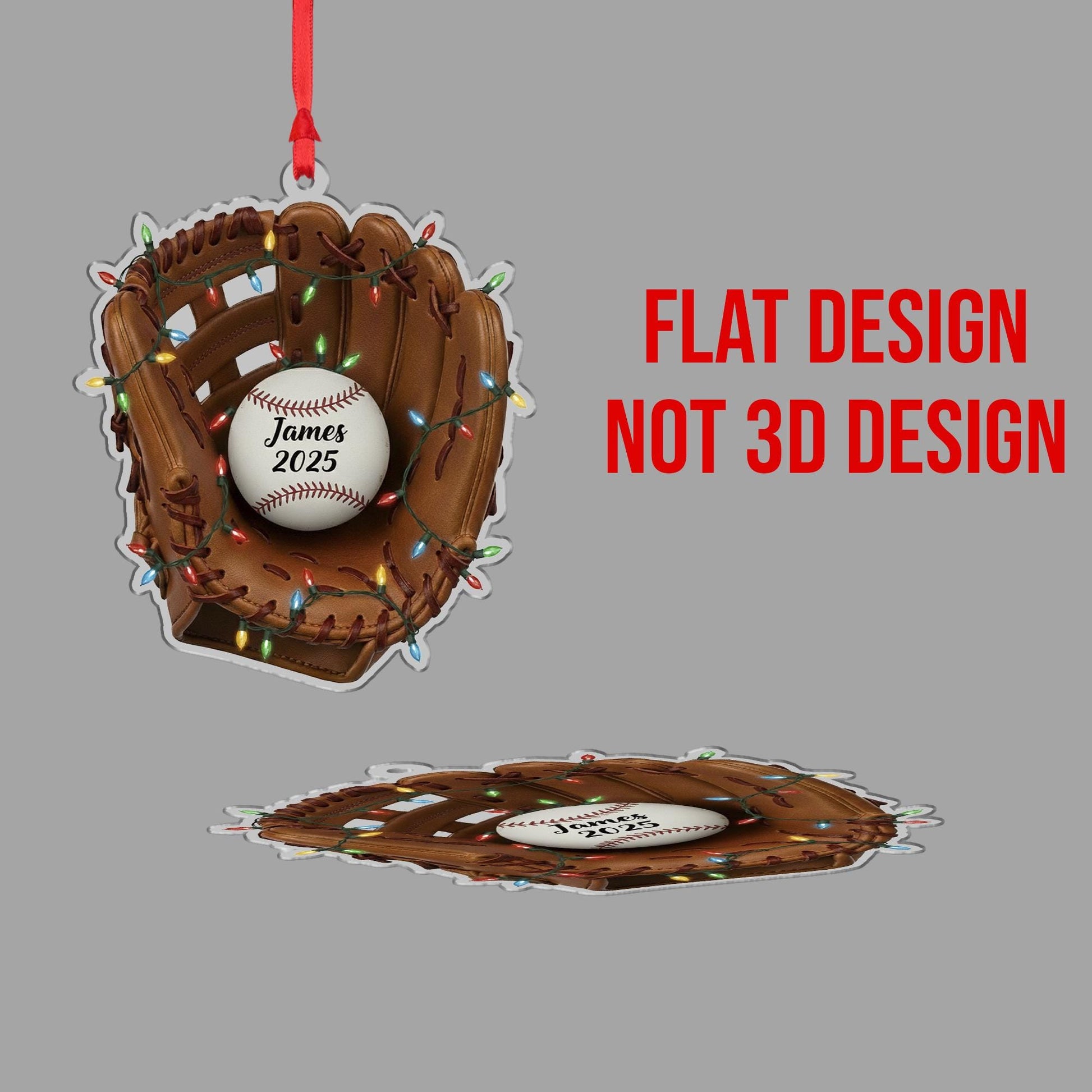 Personalized Baseball Glove Ornament – Custom Sports Christmas Tree Decoration with Name and Year