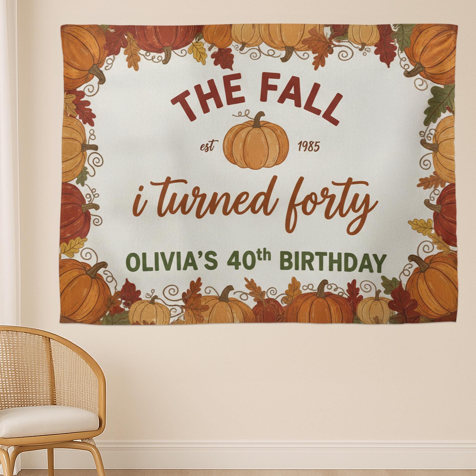 Fall Birthday Tapestry – Personalized Pumpkin Autumn Wall Hanging with Name & Age