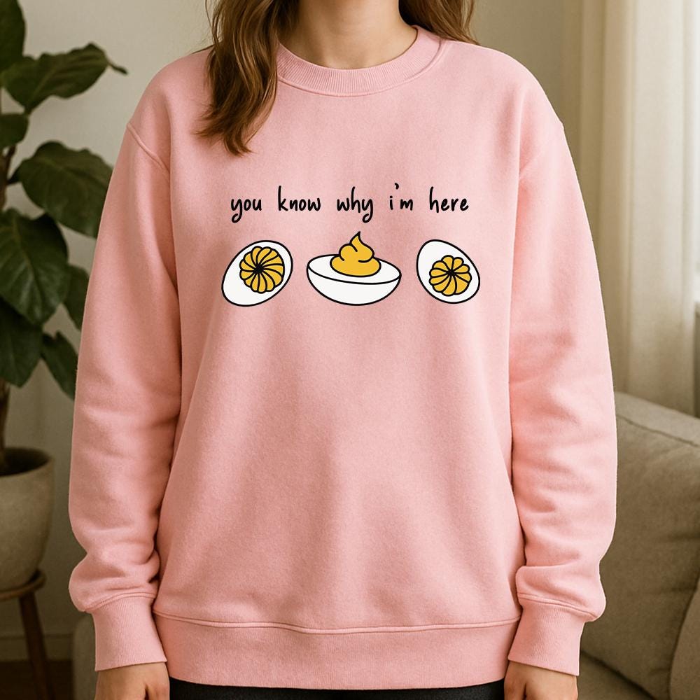 Deviled Eggs Sweatshirt – Funny Food Pullover with Egg and Mustard Design