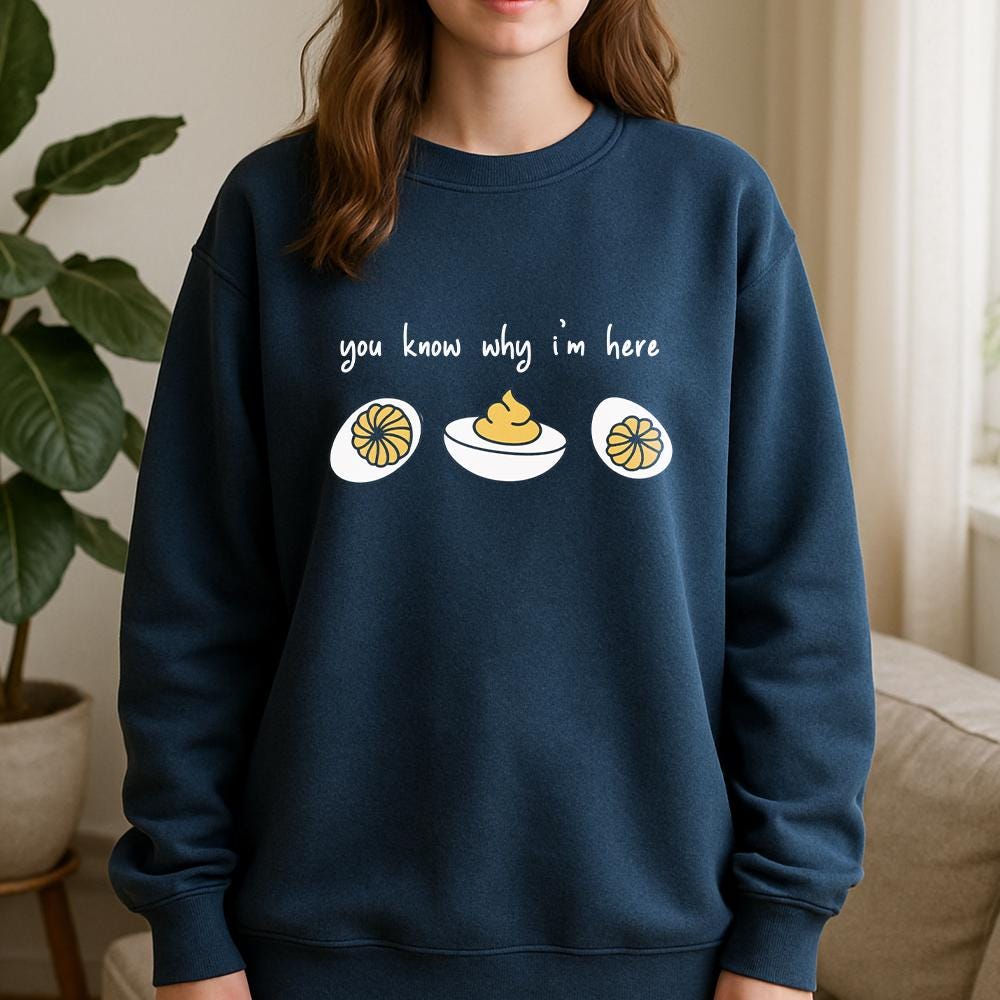 Deviled Eggs Sweatshirt – Funny Food Pullover with Egg and Mustard Design