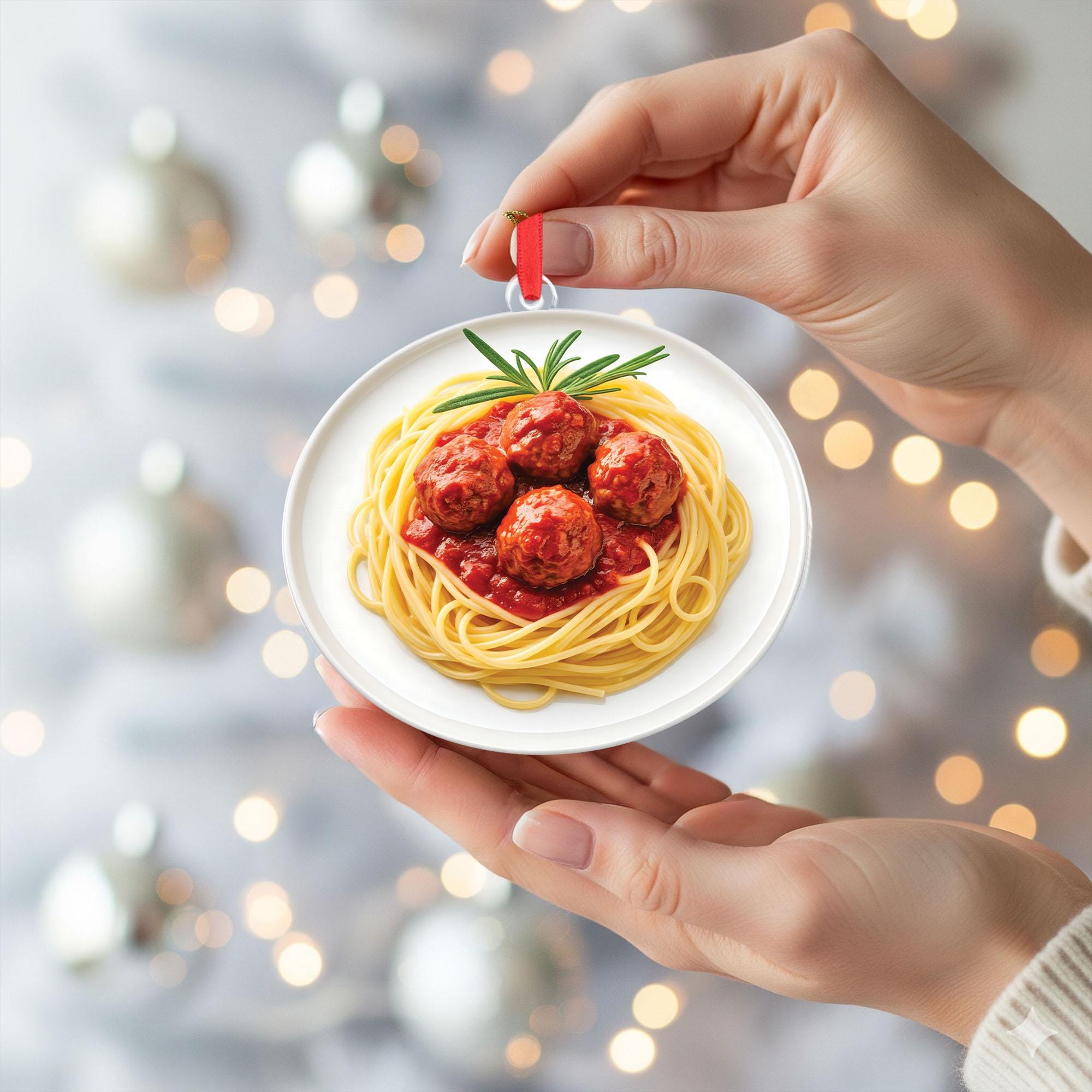 Funny Spaghetti and Meatballs Christmas Tree Ornament