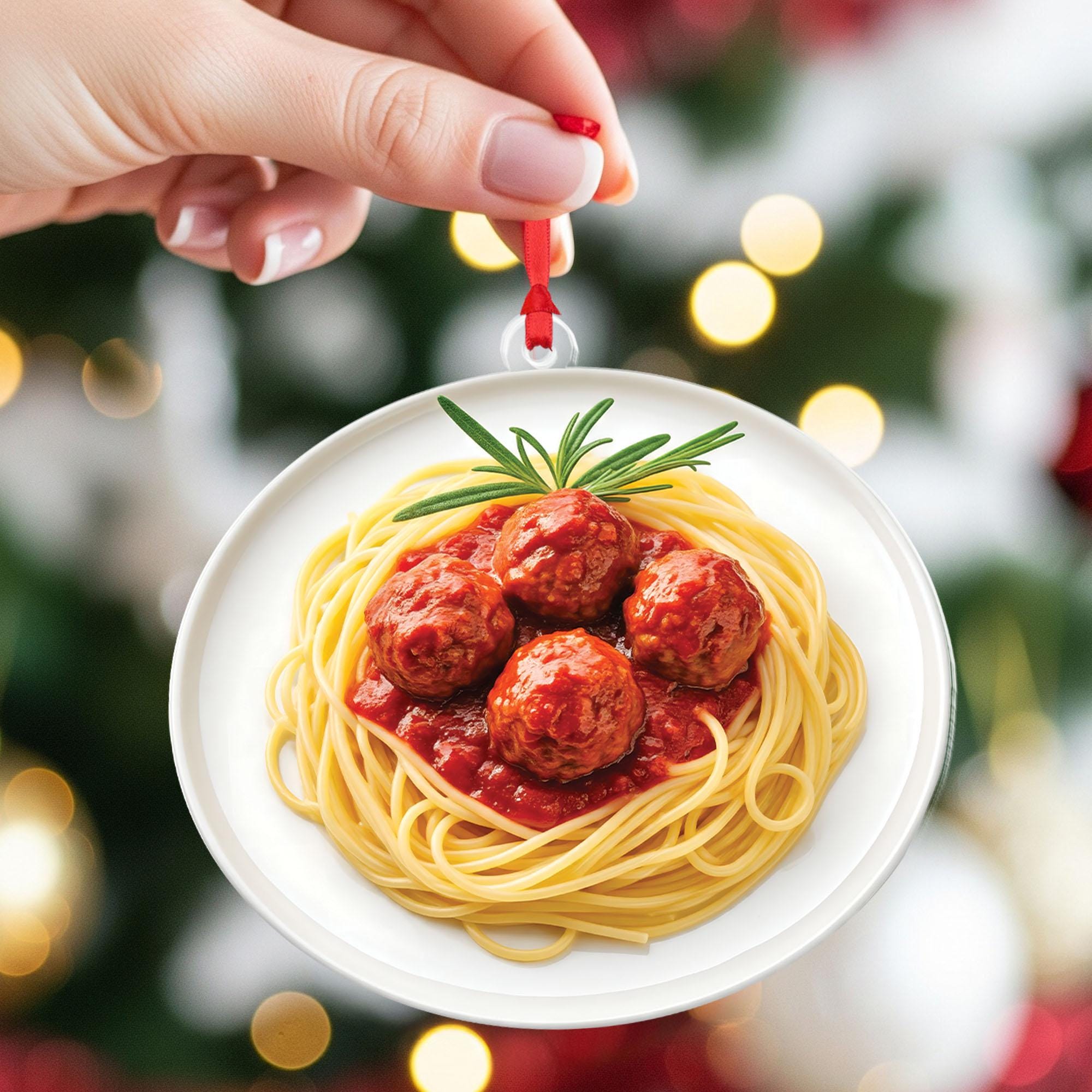 Funny Spaghetti and Meatballs Christmas Tree Ornament
