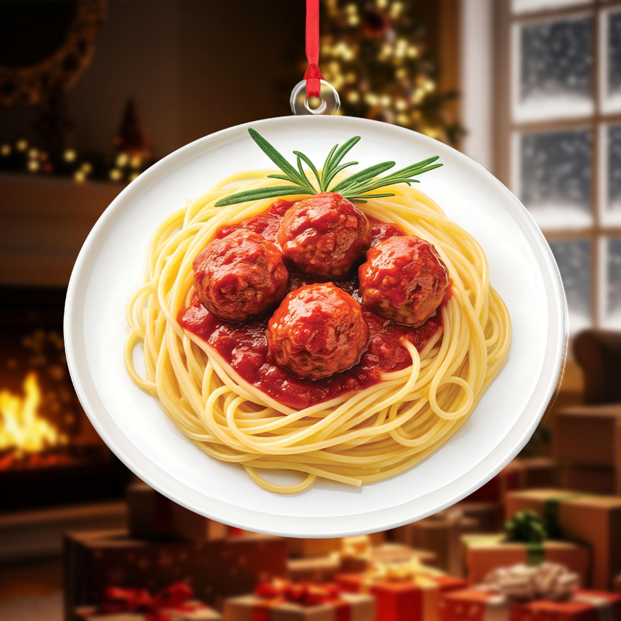 Funny Spaghetti and Meatballs Christmas Tree Ornament