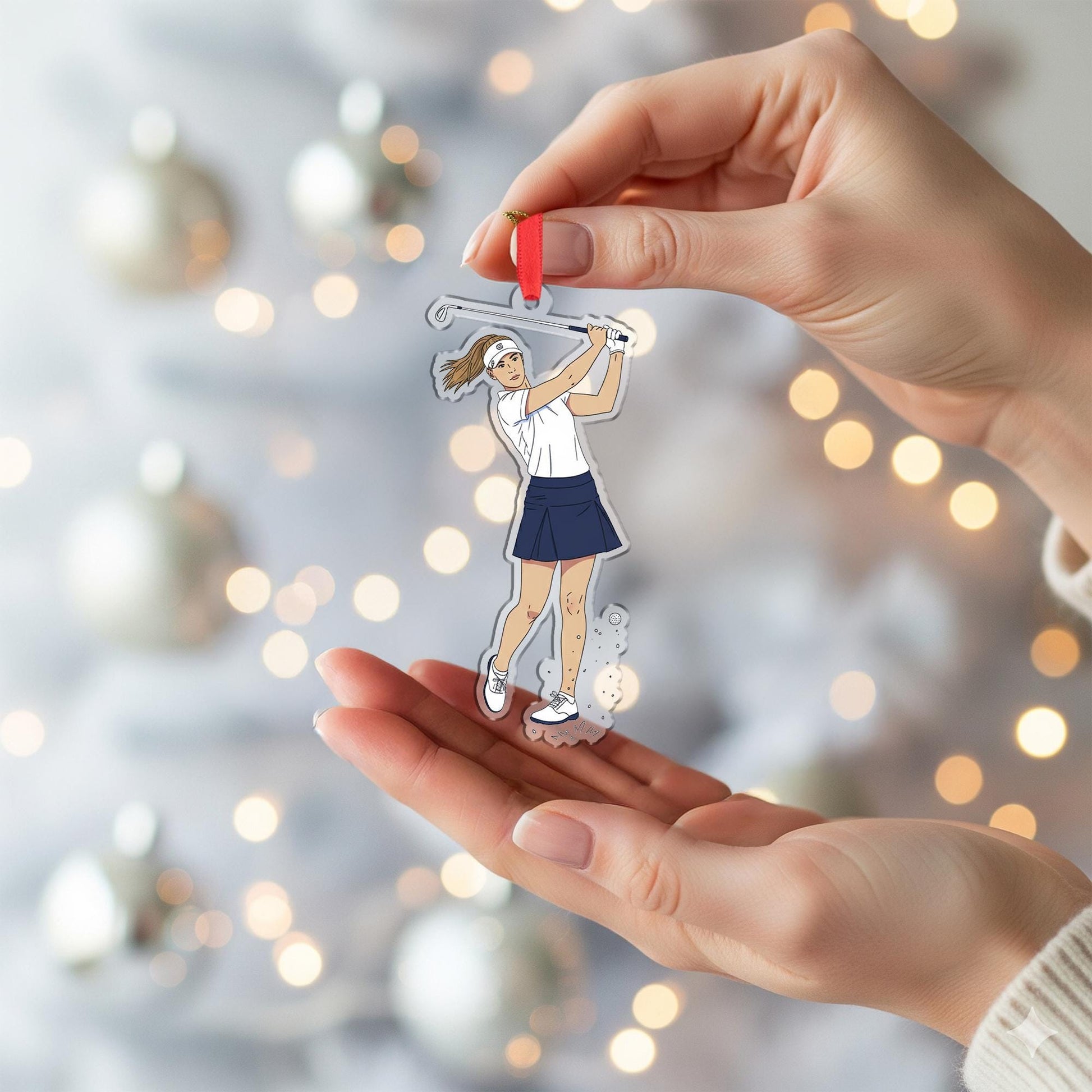 Personalized Ornament – Custom Golfer Design with Swing Illustration