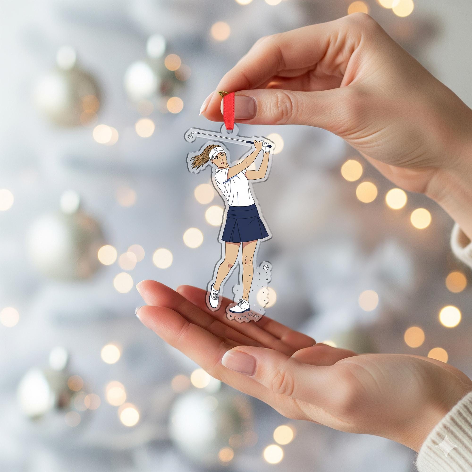 Personalized Ornament – Custom Golfer Design with Swing Illustration