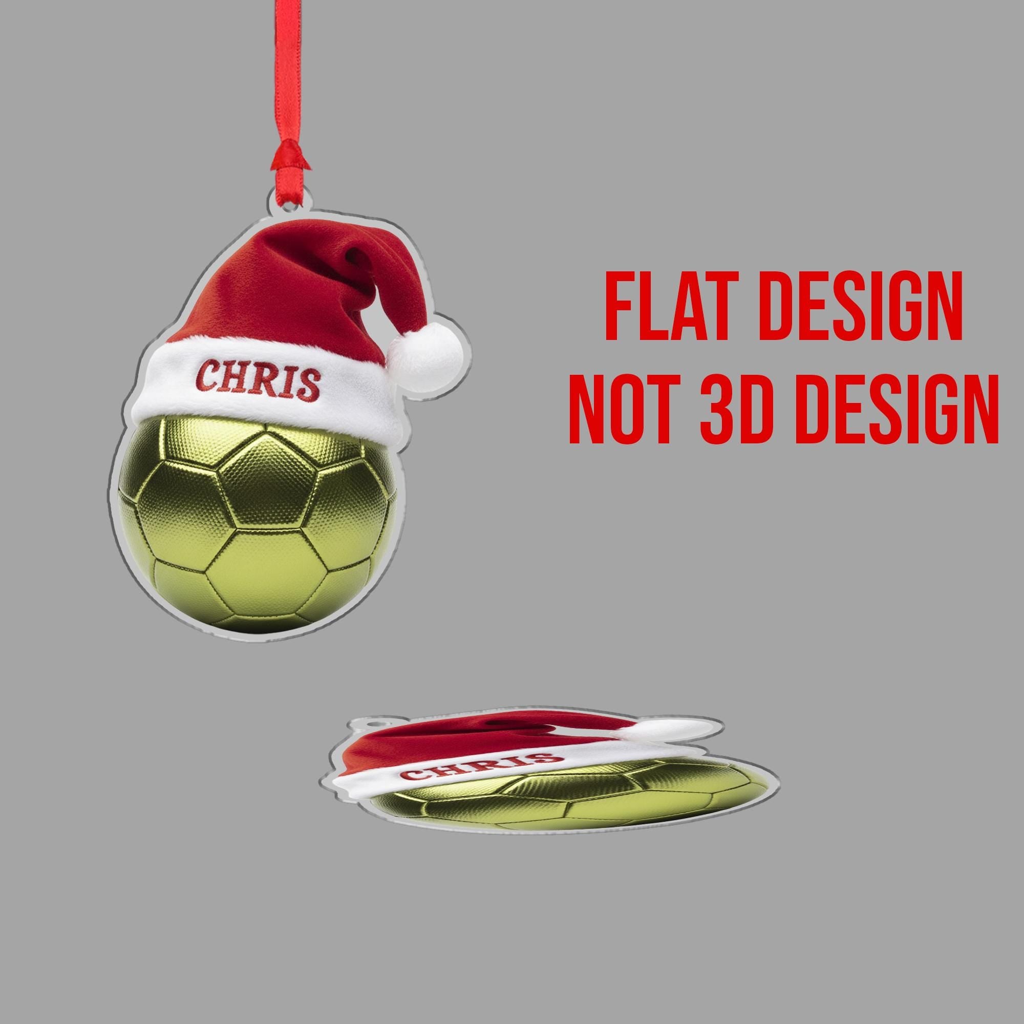 Personalized Ornament – Custom Soccer Ball with Santa Hat