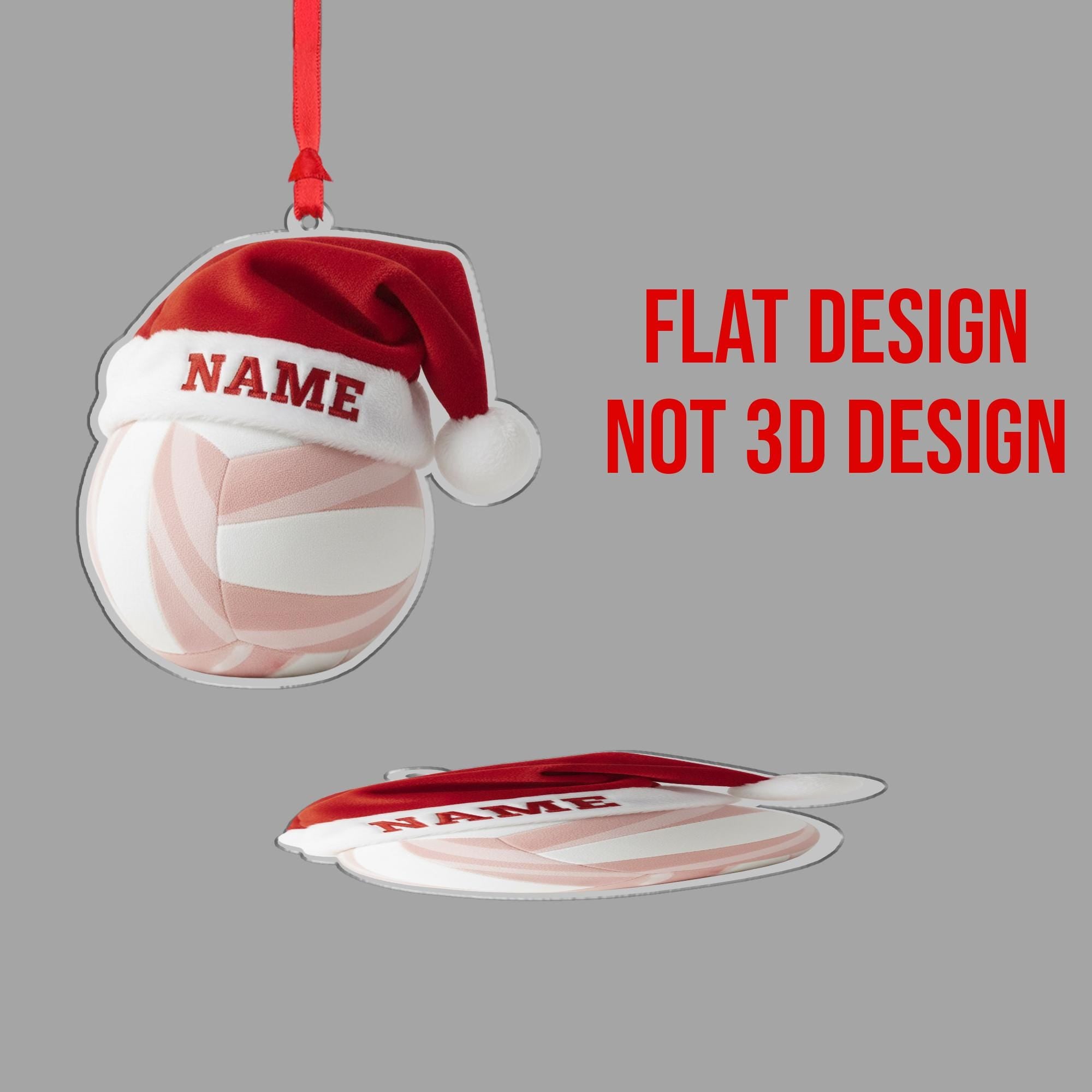 Personalized Ornament – Custom Volleyball with Santa Hat