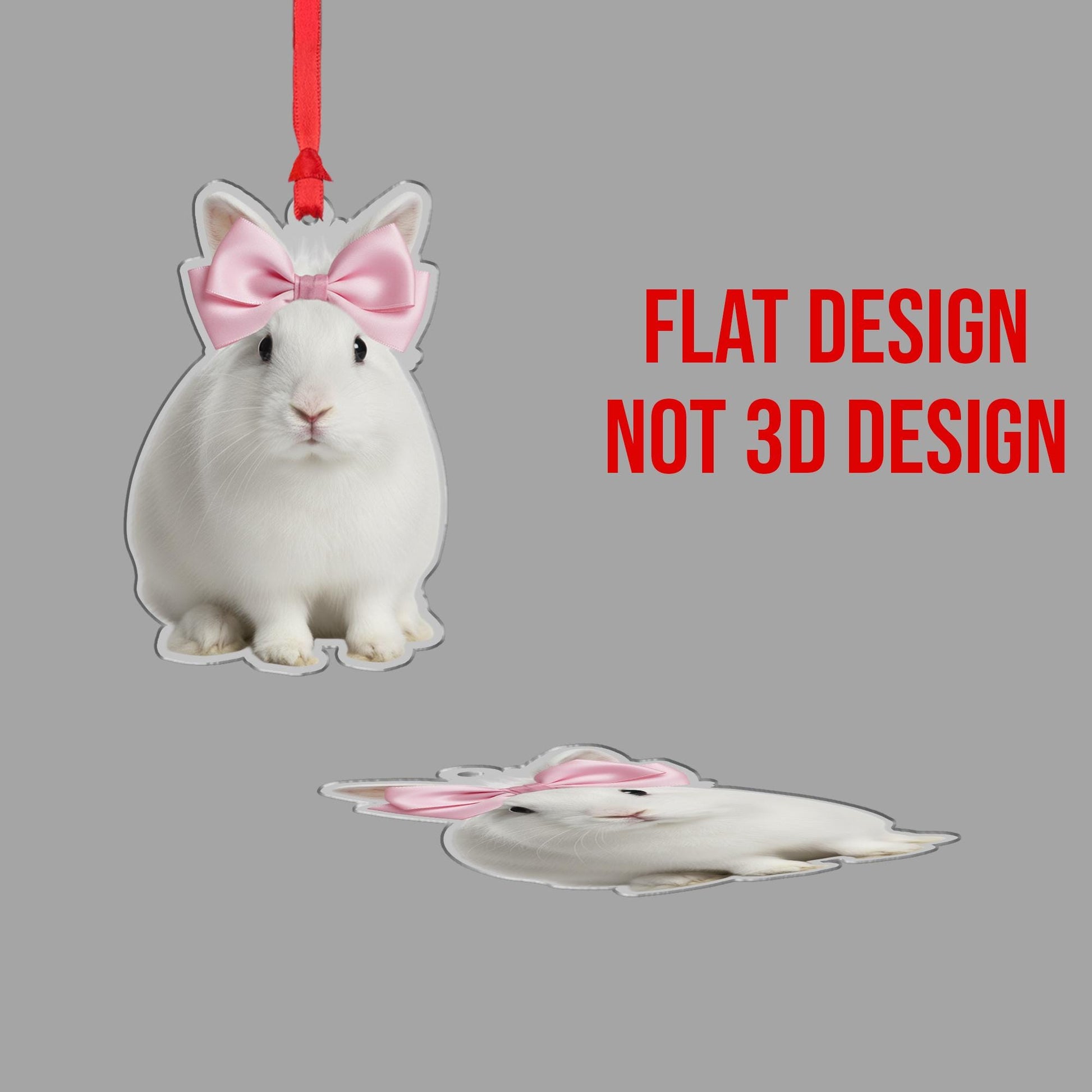 Personalized Ornament – Custom Bunny Design with Pink Bow