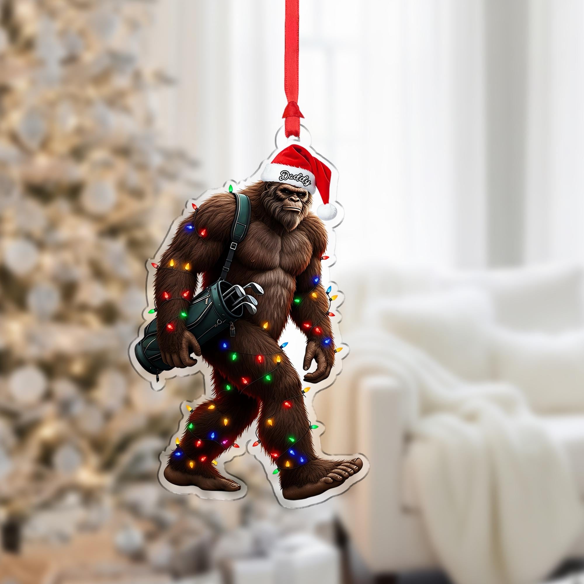 Personalized Bigfoot Santa Ornament – Custom Christmas Decor