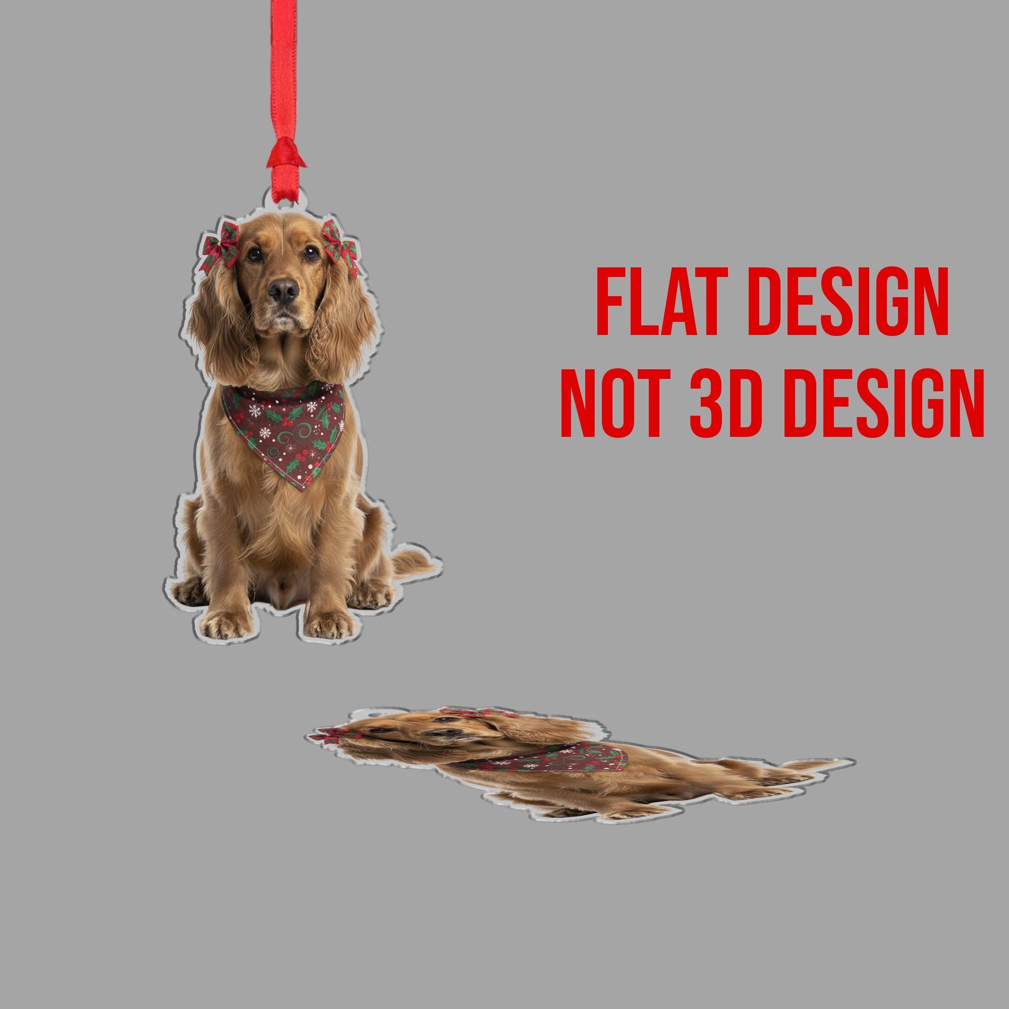 Personalized Ornament – Custom Dog Design with Holiday Bandana and Bows