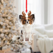 Personalized Ornament – Custom Dog Design with Reindeer Antlers