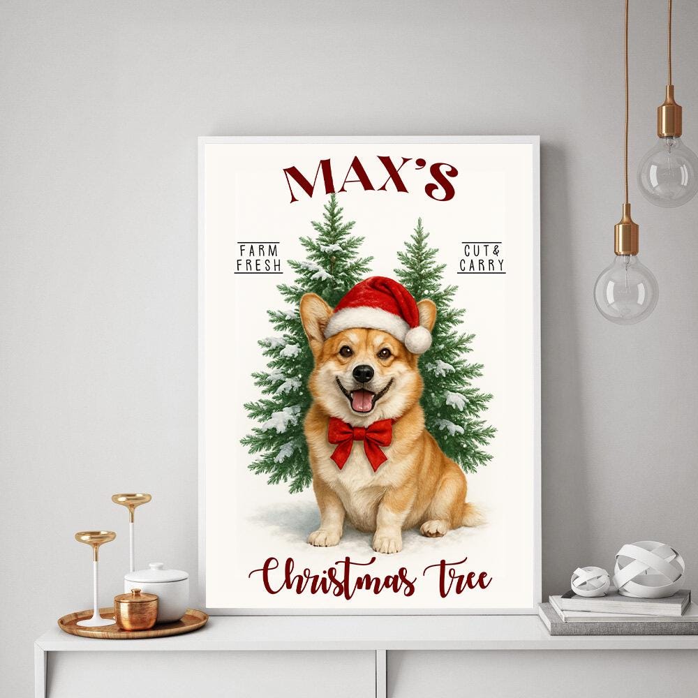 Corgi Christmas Tree Poster: Farm Fresh Holiday Decor