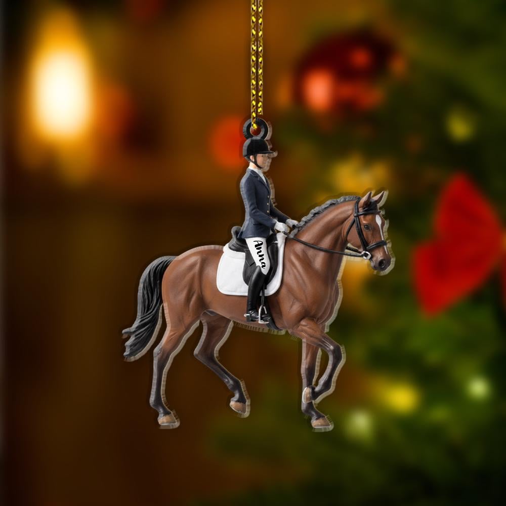 Personalized Equestrian Ornament, Custom Horse Rider Figurine, Christmas Tree Decoration