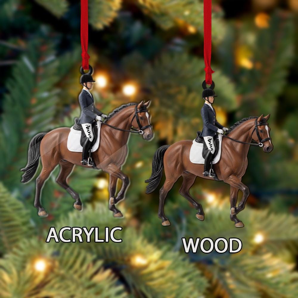 Personalized Equestrian Ornament, Custom Horse Rider Figurine, Christmas Tree Decoration