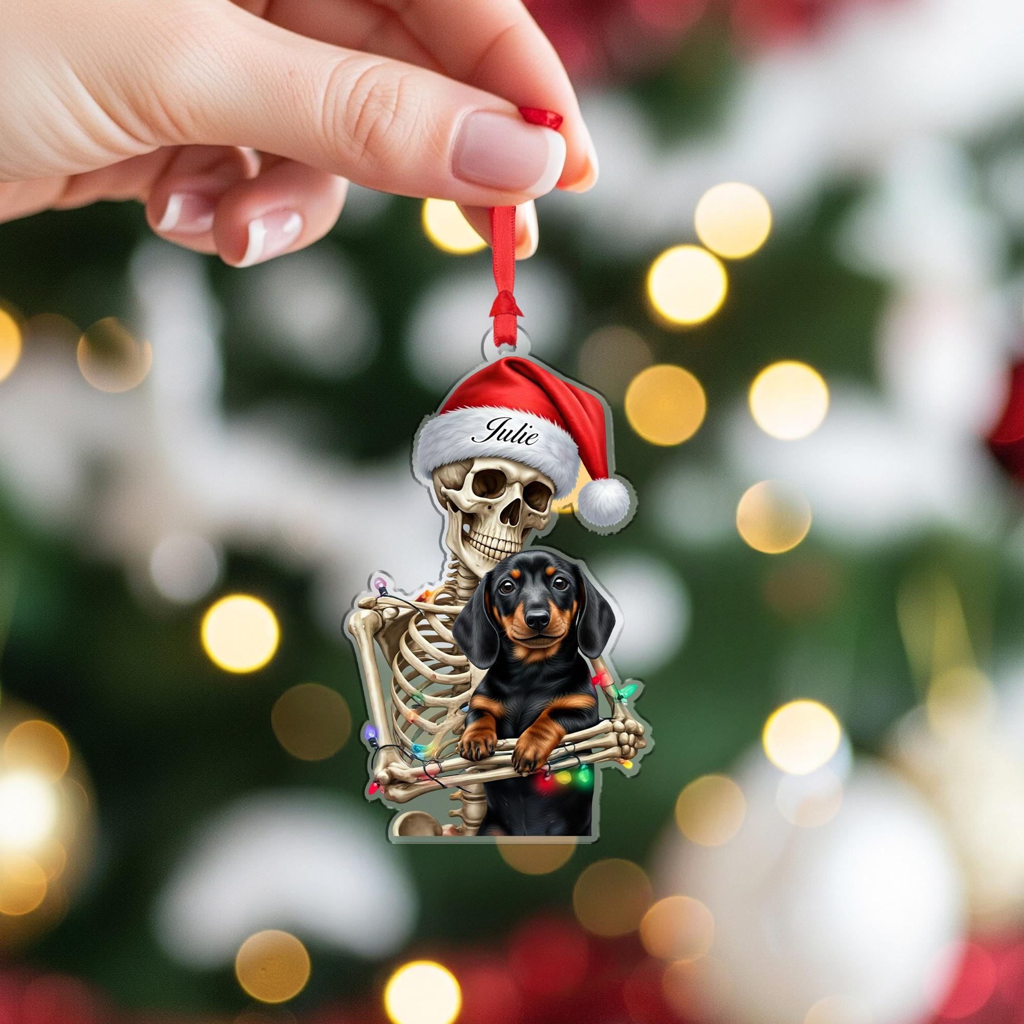 Custom Dog Breed Skeleton Ornament – Personalized Christmas Decor
